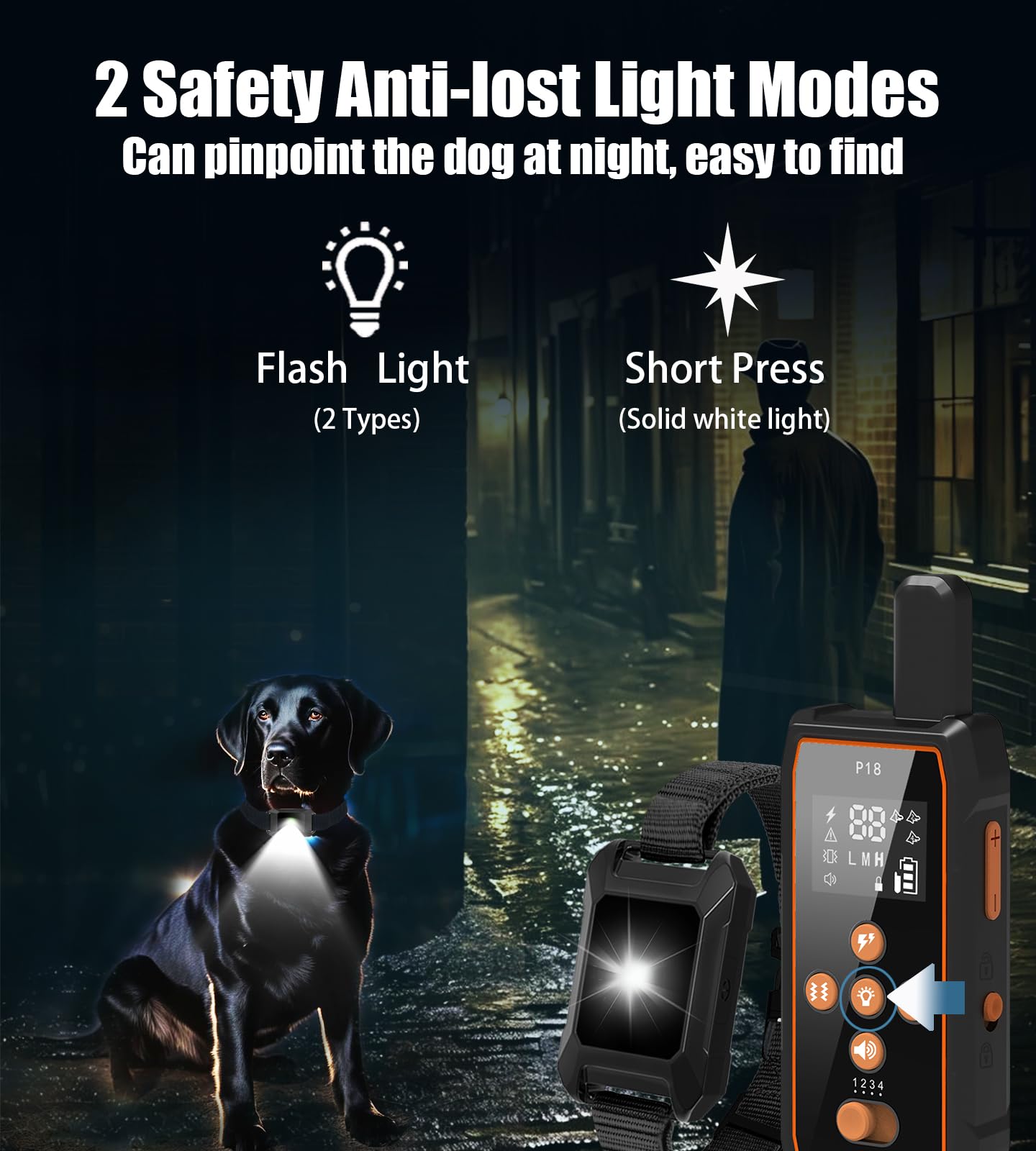 Dog Training Collar 3600FT with Night Light, Dog Shock Collar with Remote Control, E Collar with Adjustable Pitch Beep,Vibration