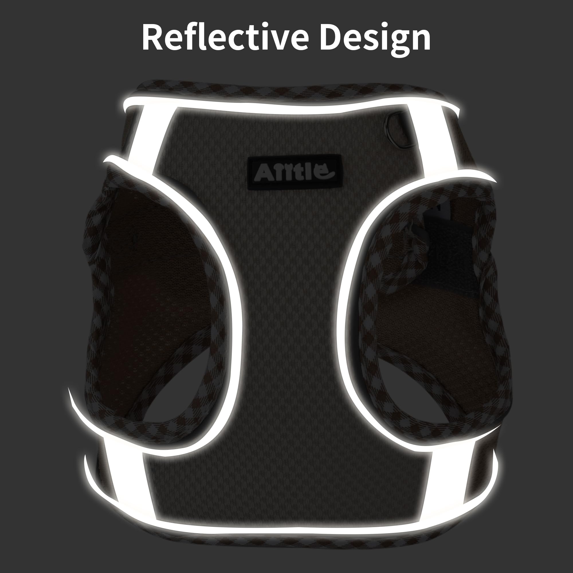 AIITLE Tiny Dog Harness - Lightweight Mesh Step-in Vest for Puppy, Reflective & Escape-Proof Design with High-Stick Magic Tape -