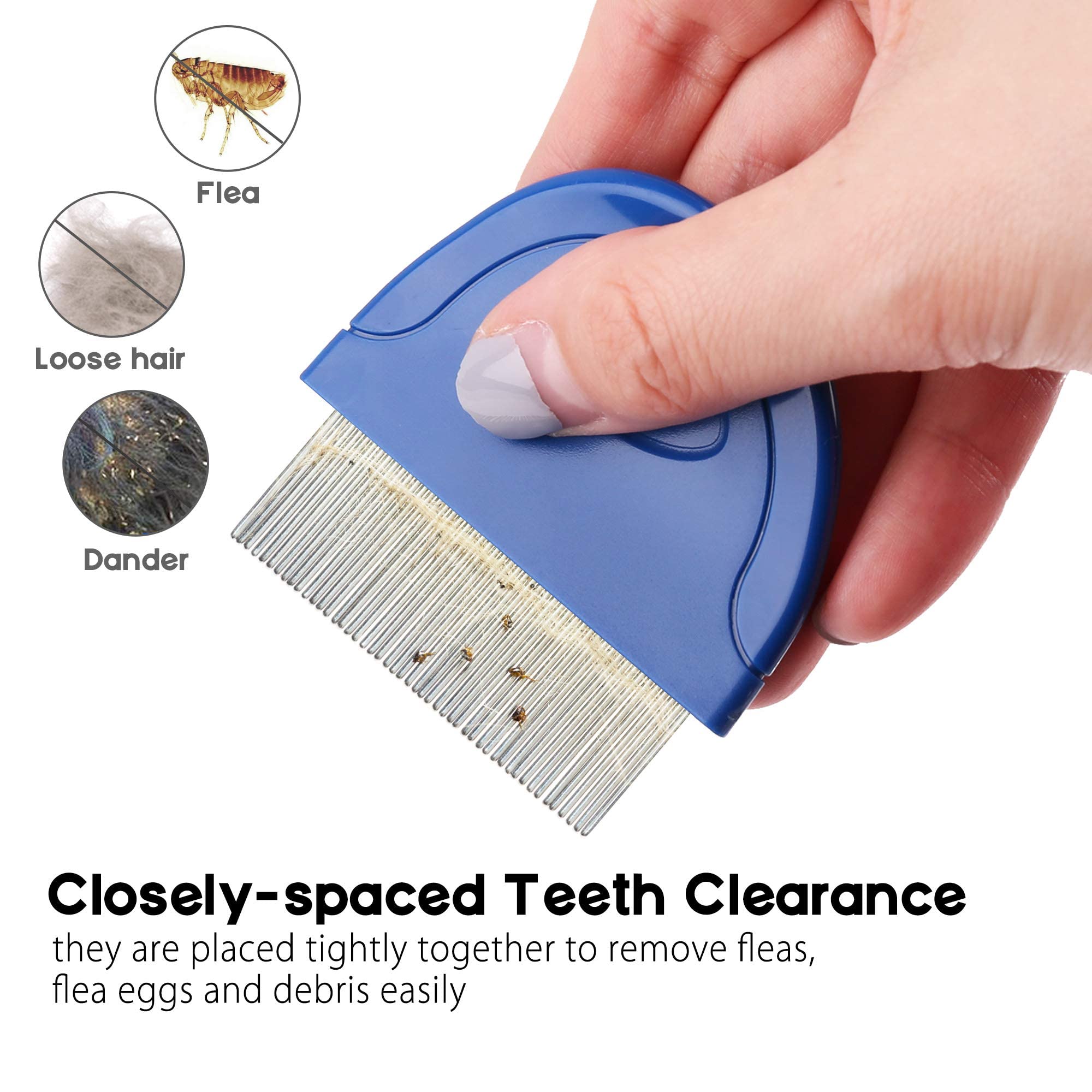 PrimePets Flea Comb for Cats and Dogs - Blue Pet Hair Removal Comb, 1 Count, Effective Grooming Tool