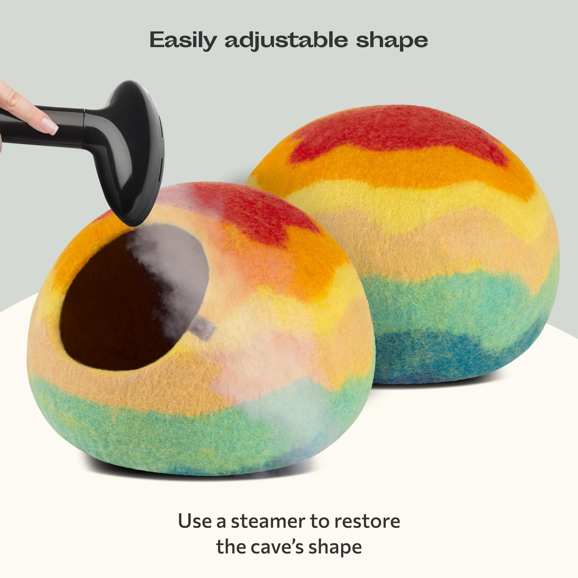 Meowfia Cat Cave - Premium Felt Cat Bed For Indoor Cats, Handmade 100% Merino Wool (Vivid Shades) (Large, Tucson Sunset)