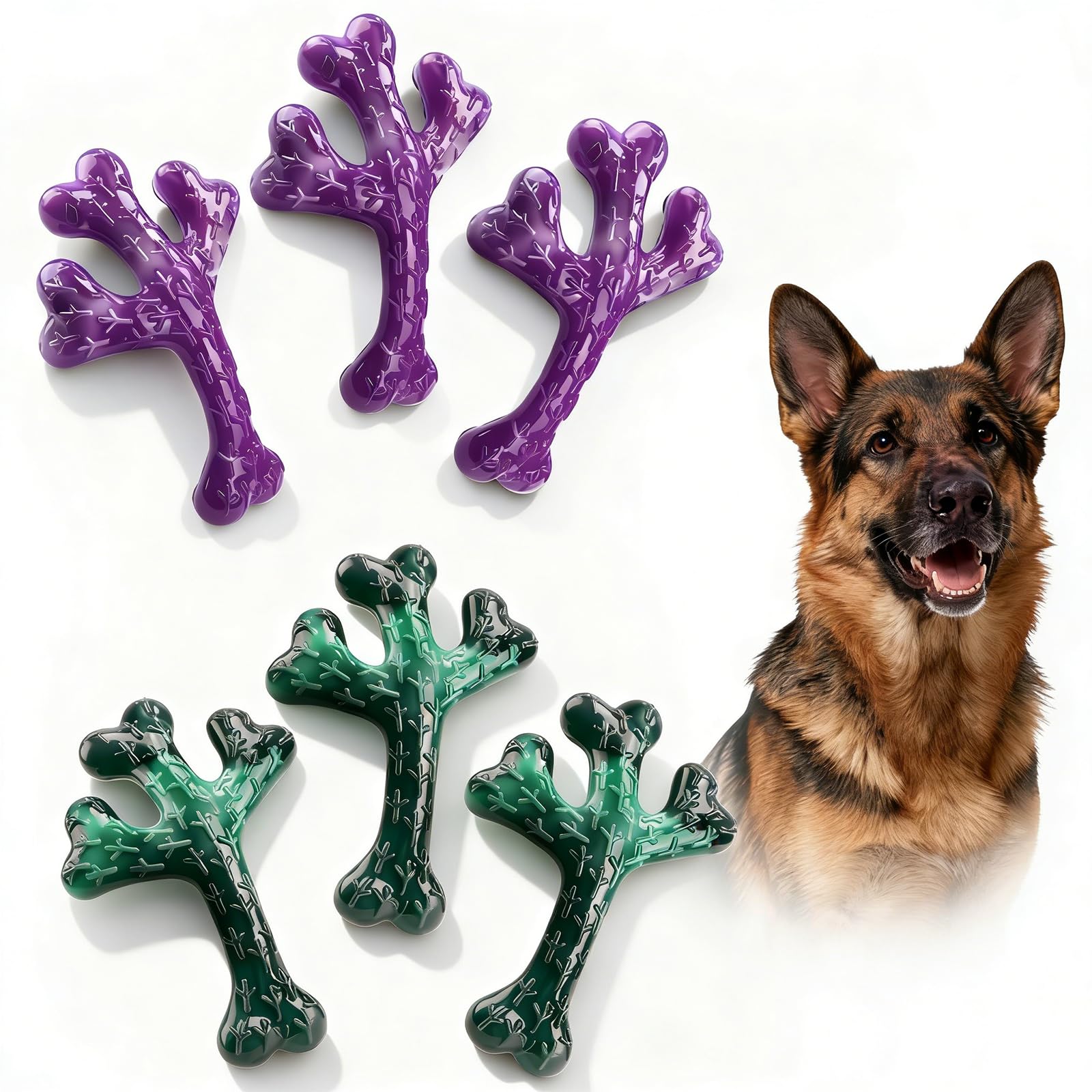 Frienhund Dog Toys for Aggressive Chewers: Dog Chew Toys 6 Pack Beef Flavored Indestructible Toy, Easy to Use & Clean, Tough Nyl