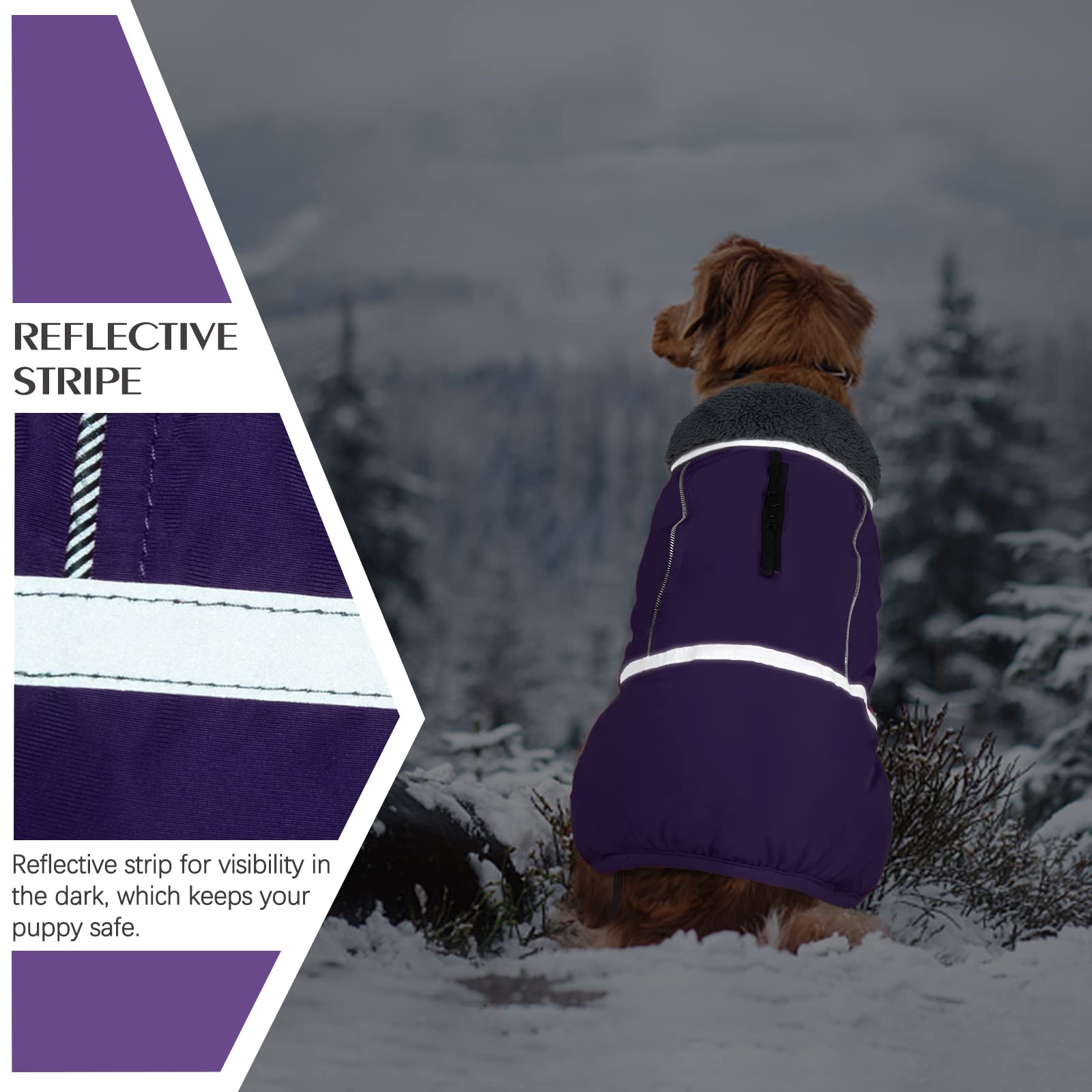 Qbleev Warm Dog Coat Reflective Dog Winter Jacket,Waterproof Windproof Dog Turtleneck Clothes For Cold Weather, Thicken Fleece Lining Pet Outfit,Adjustable Pet Vest Apparel For Small Medium Large Dogs