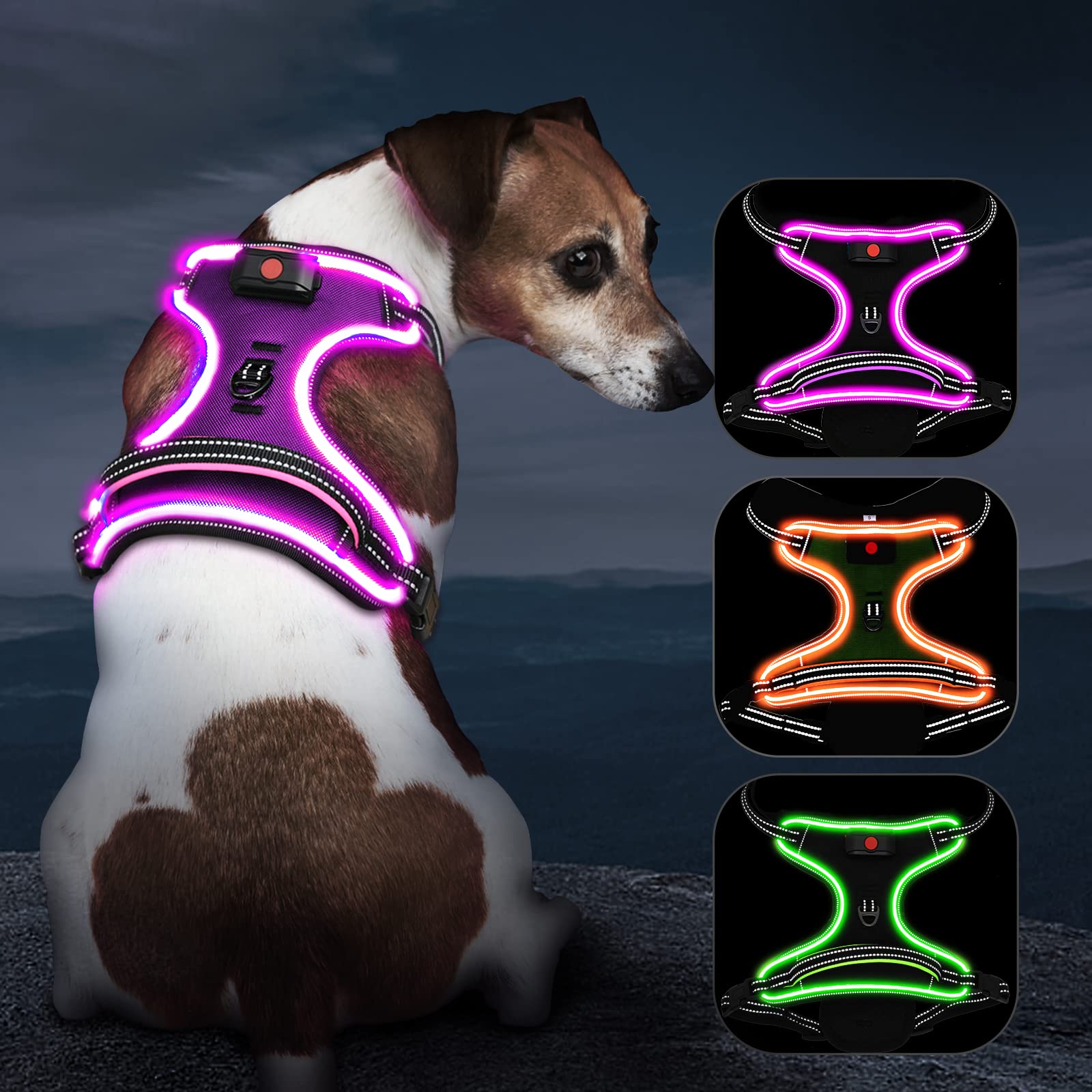 Light Up Dog Harness No Pull Led Dog Harness With Handle Vizbrite Rechargeable Lighted Dog Vest Harness For Small/Medium/Large/X