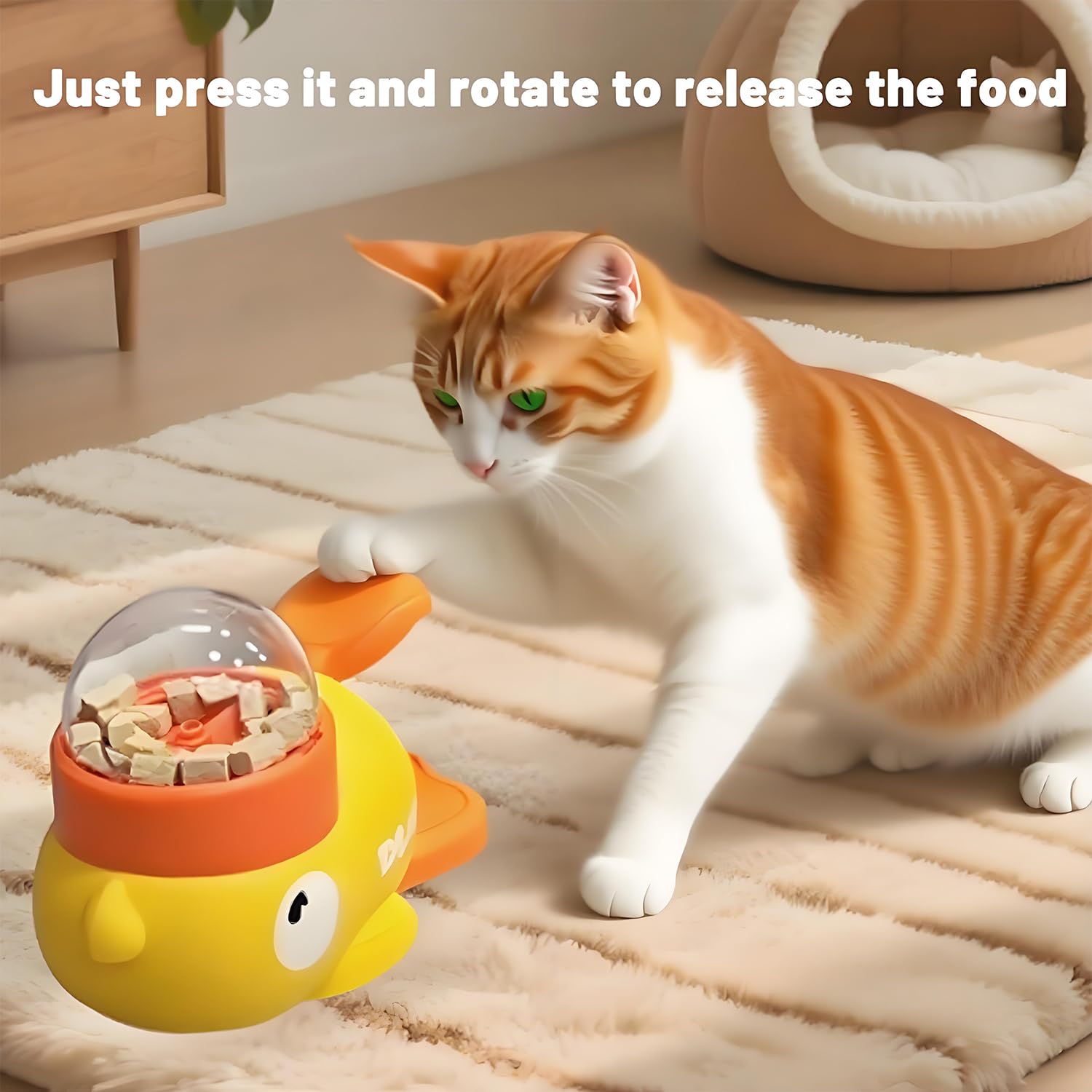 2-in-1 Interactive Duck-Shaped Snack Dispenser, Educational Training Toy, Slow Feeder to Reduce Bloating, Suitable for Cats and