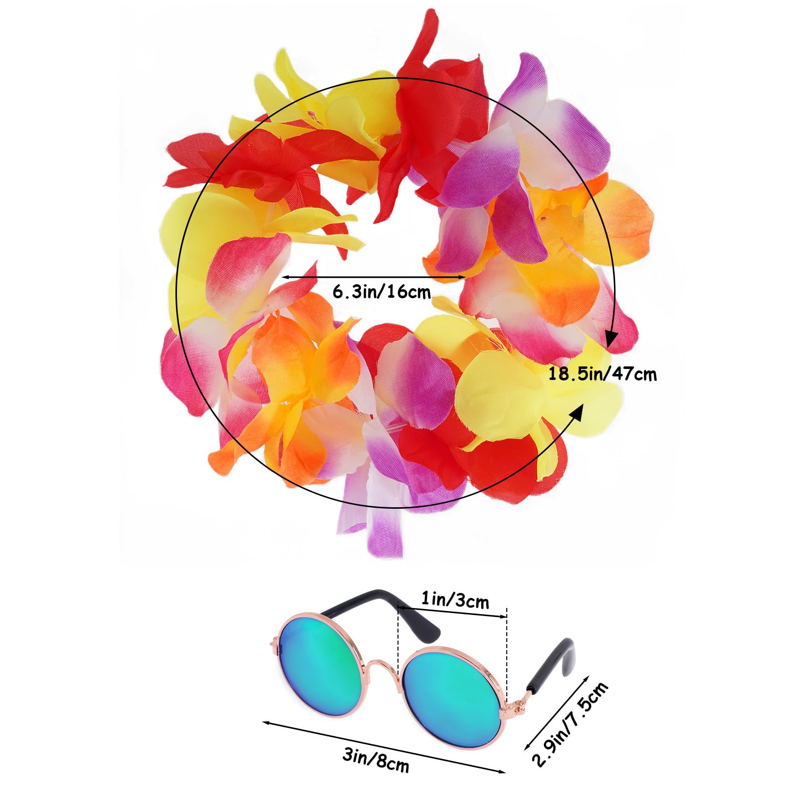 Haakong 3 Pieces Pet Hawaiian Costume Summer Puppy Shirts Sunglasses And Wreath For Medium To Large Dog Cat (Xx-Large)