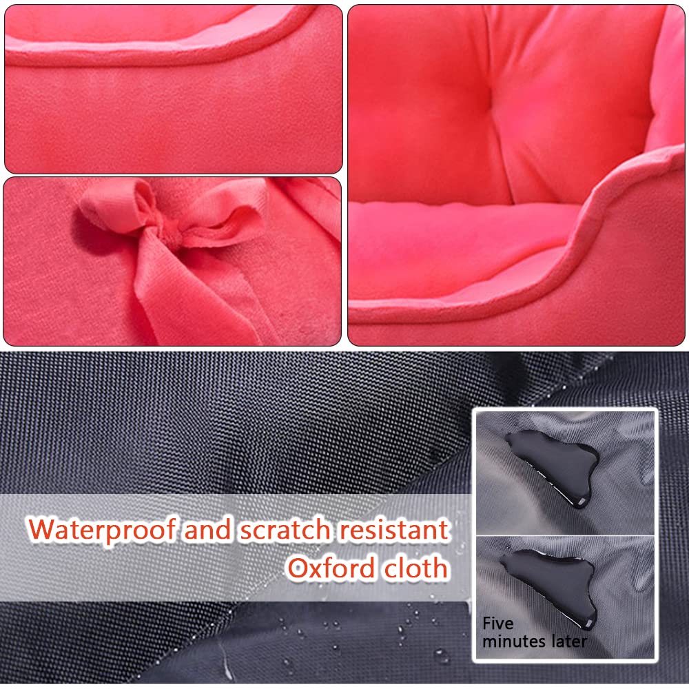 Pawstrip Cute Princess Dog Bed, Soft Breathable Bowknot Pet Cat Cushion For Small Dogs, Waterproof Bottom, Self-Warming, Machine Washable (Fuchsia)
