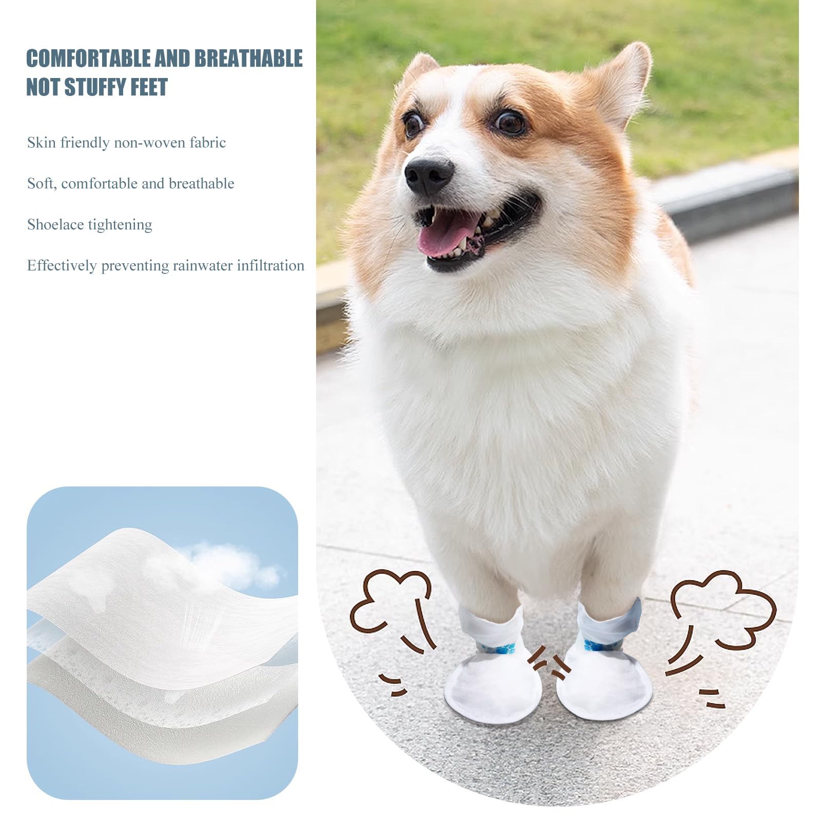 Ziyue 12Pcs Disposable Dog Booties For Paw Protection Dog Feet Covers Pet Shoes For Dogs Paw Wound Recovery Protectors With 1 Ro