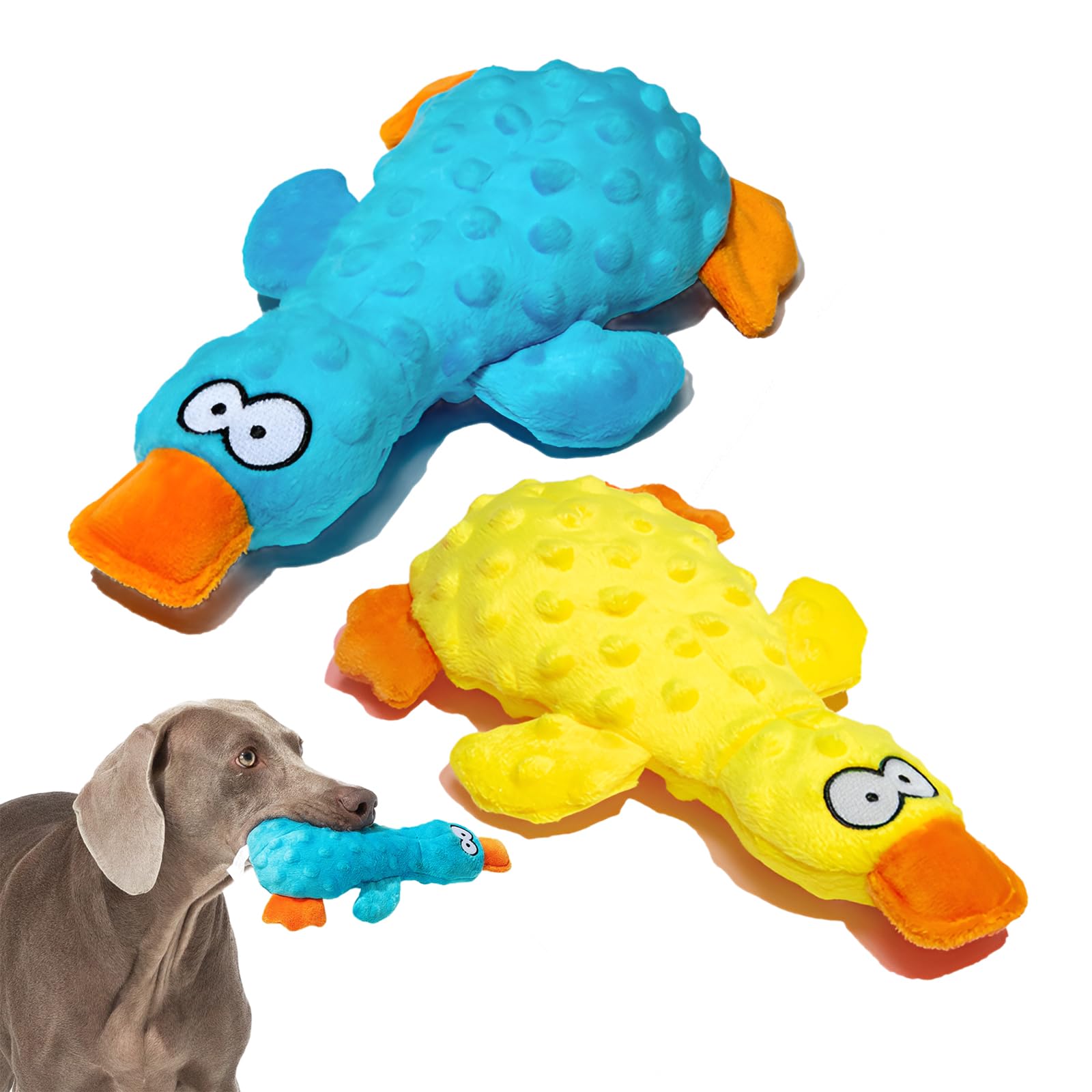 Adpartner Squeaky Dog Toys, 2 Pack Dog Toy Duck Plush Crinkle Dog Toys For Small Medium Breeds, Interactive Pet Squeaky Toys Sof