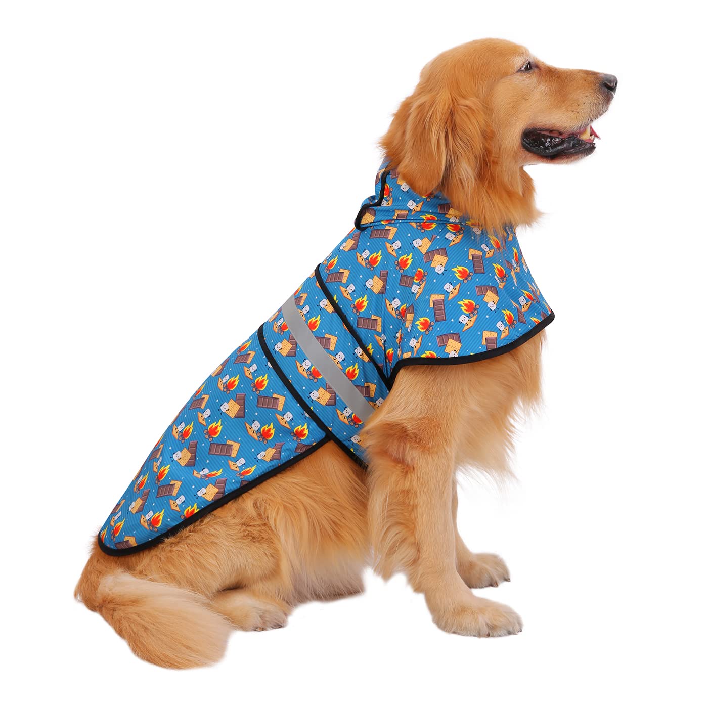 Hde Dog Raincoat Hooded Slicker Poncho For Small To X-Large Dogs And Puppies Happy Camper - L