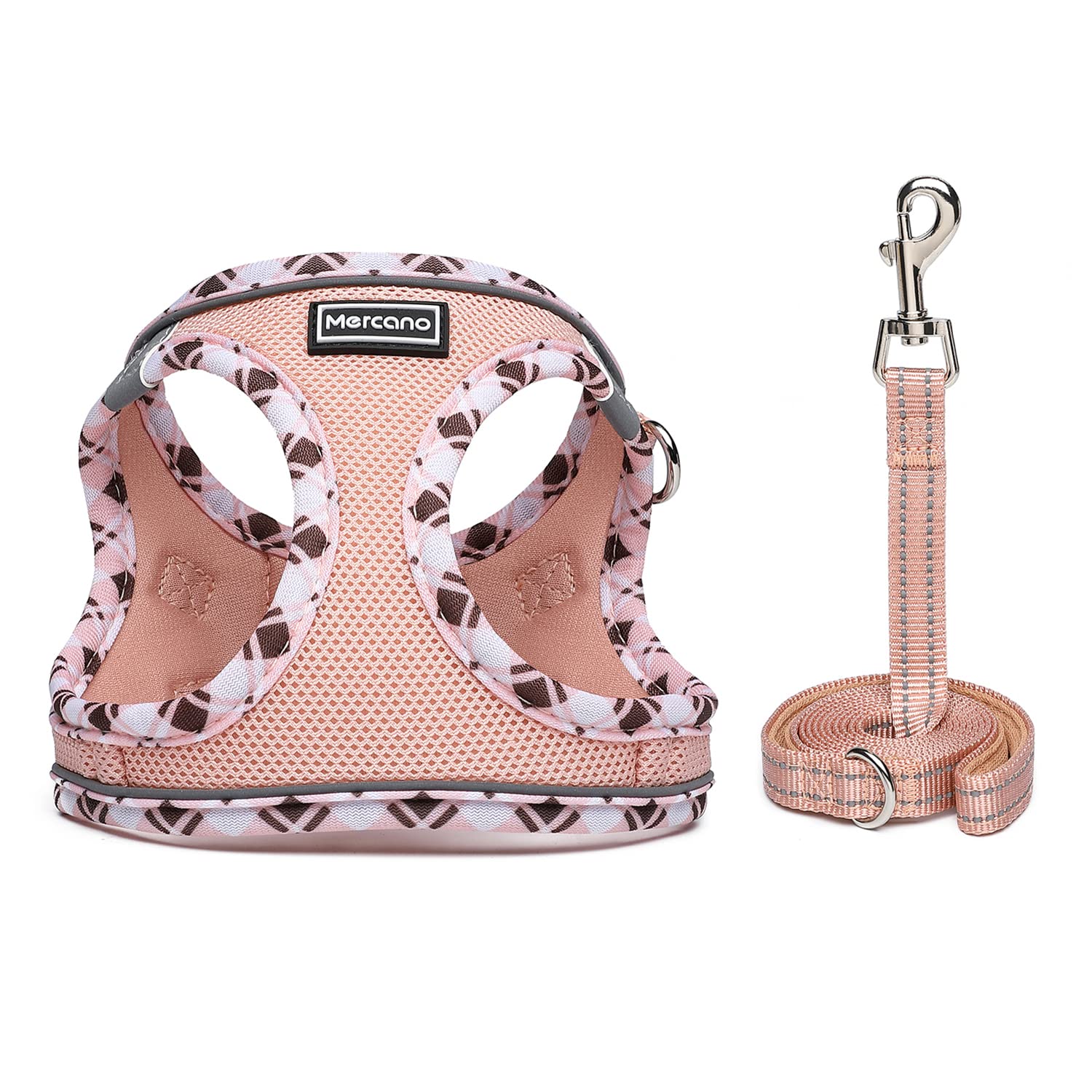 Mercano Soft Mesh Dog Harness and Leash Set, No-Chock Step-in Reflective Breathable Lightweight Easy Walk Vest Harnesses with Sa