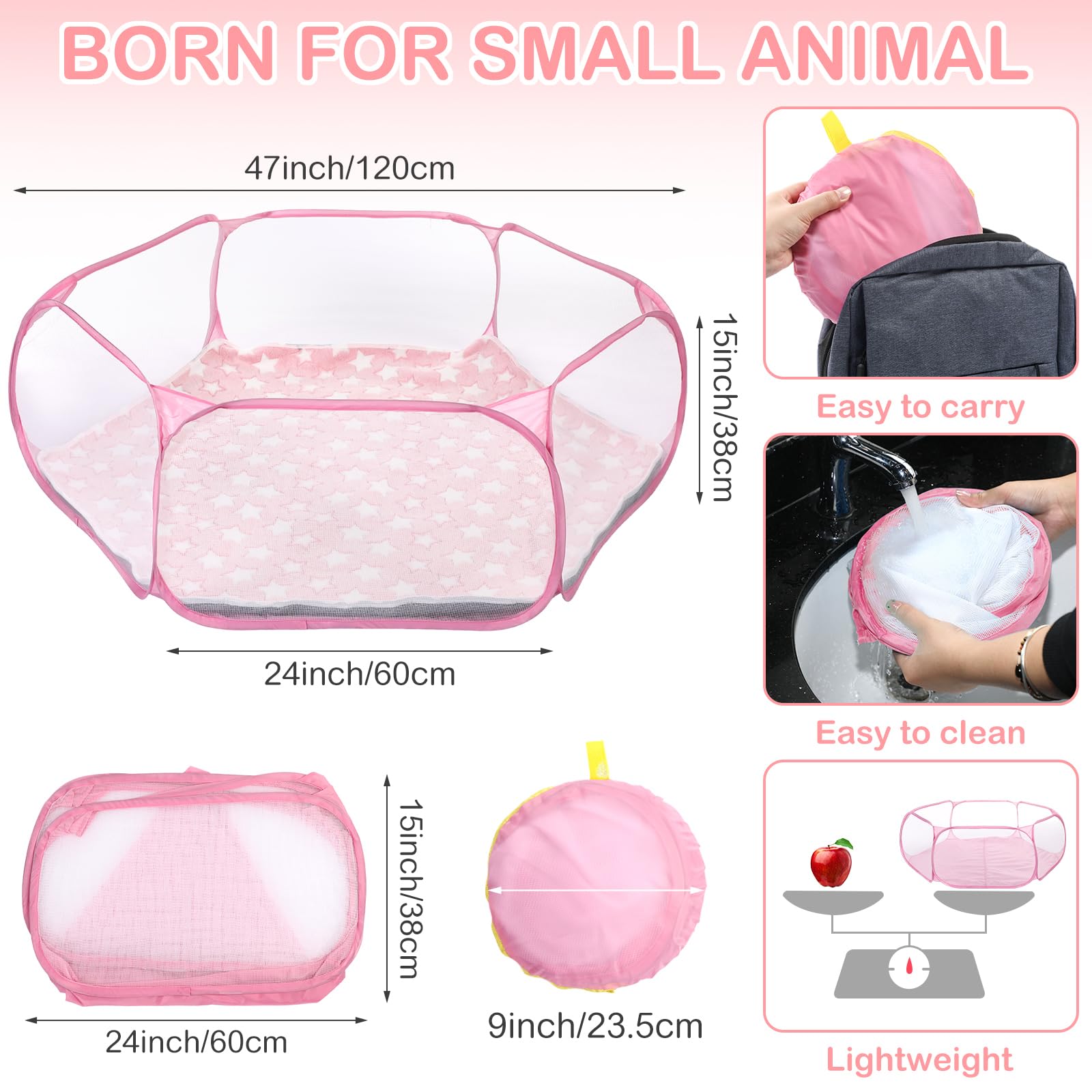 Vitalcozy Hamster Playpen With Mat Small Animal Cage Tent Breathable Transparent Guinea Pig Playpen Waterproof Portable Yard Fen