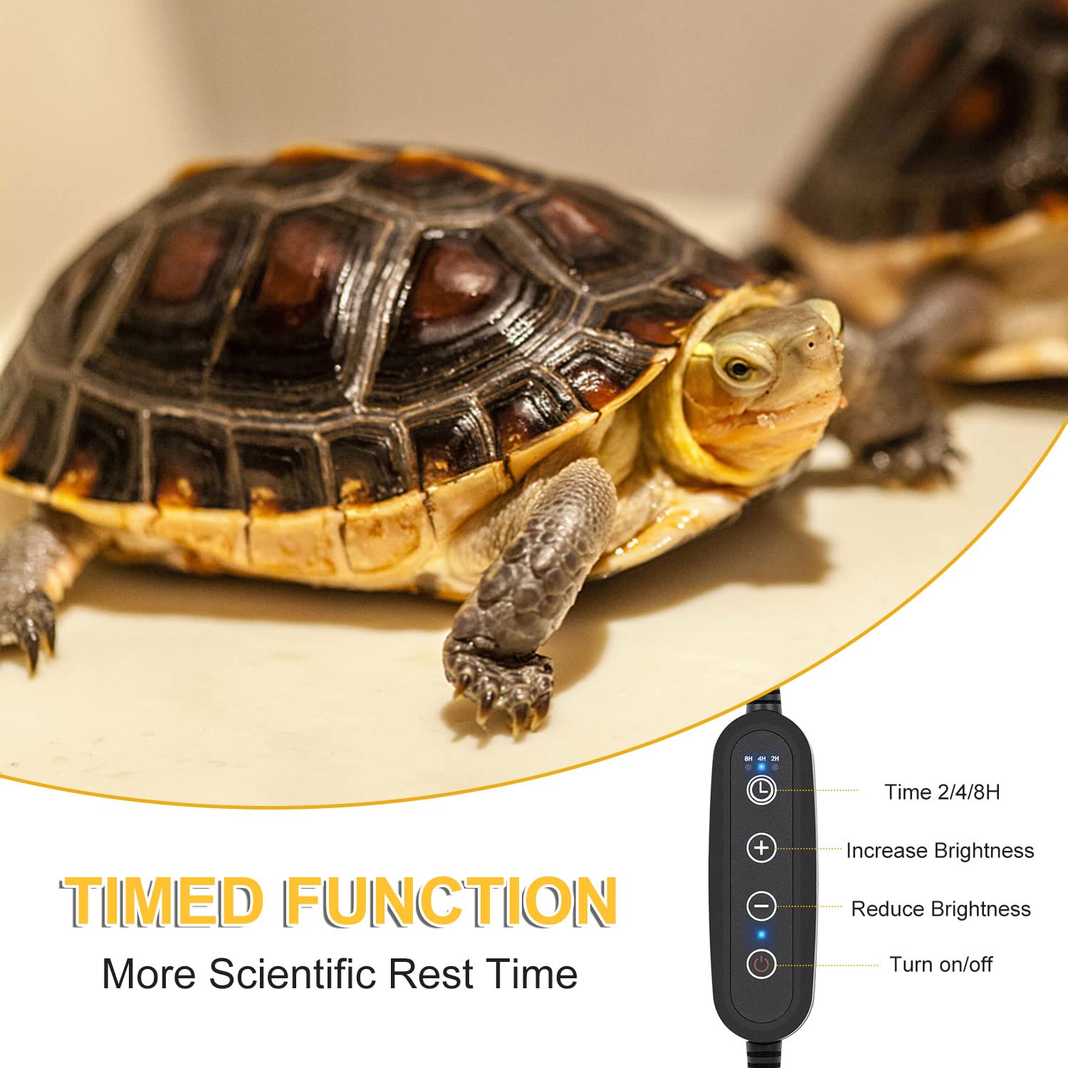 Dallfoll Reptile Heat Lamp, Uva Uvb Reptile Timing Heat Lamp, Reptile Basking Spot Light With 360?otatable Swivel And Clamp, Heating Lamp For Turtle, Lizard, Bearded Dragon, E27 25W 50W Bulbs