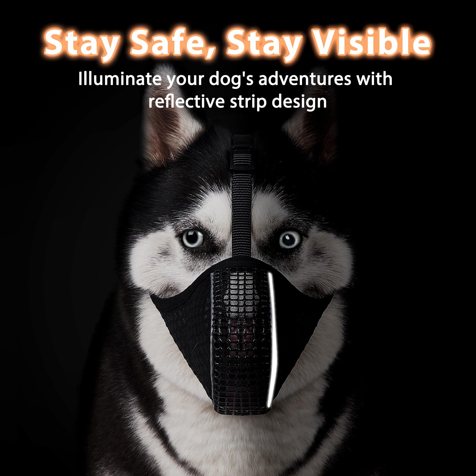 Mayerzon Dog Muzzle, Mesh Reflective Muzzle For Small Medium Large Dogs In Nighttime Walks, Soft Fully Closed Mouth Guard Anti B