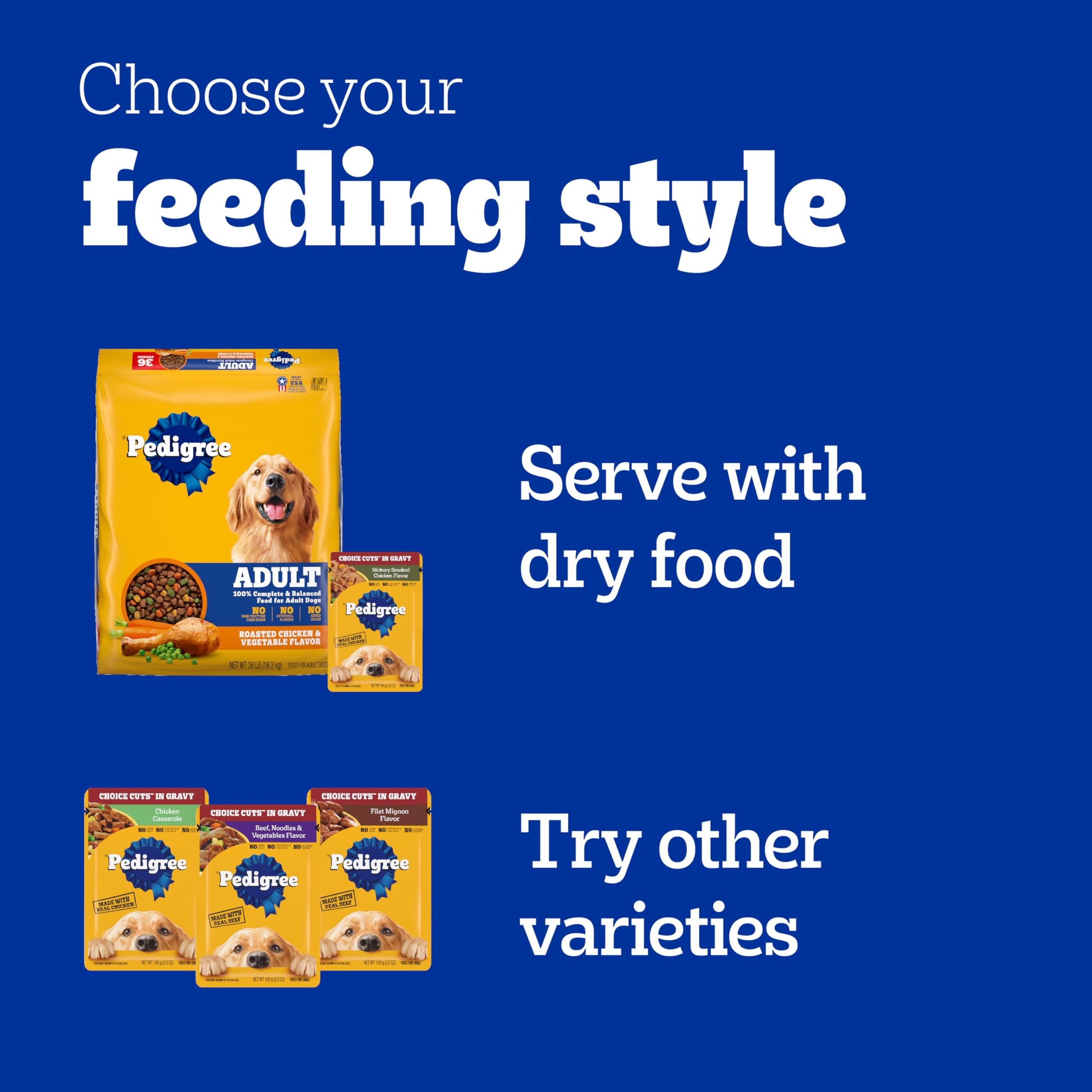 PEDIGREE CHOICE CUTS IN GRAVY Adult Soft Wet Dog Food 18-Pack Variety Pack, 3.5 oz Pouches