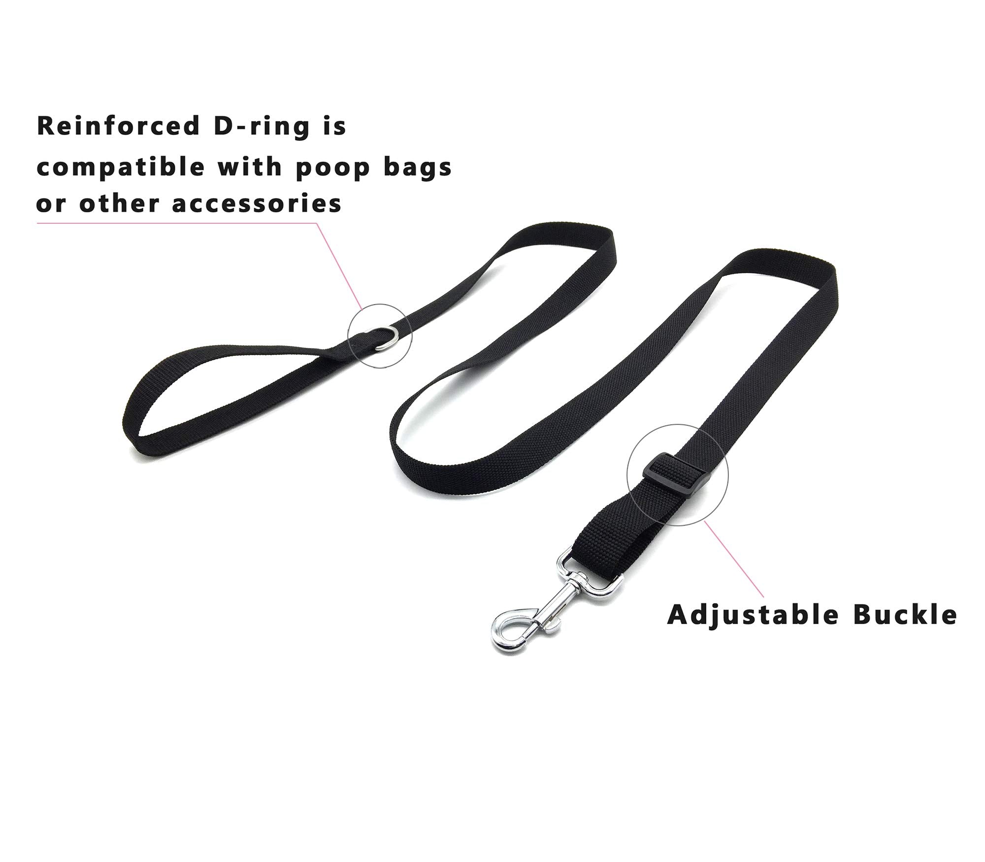 6Ft Adjustable Dog Leash, Nylon Dog Leashes For Medium Large Dogs (Black)