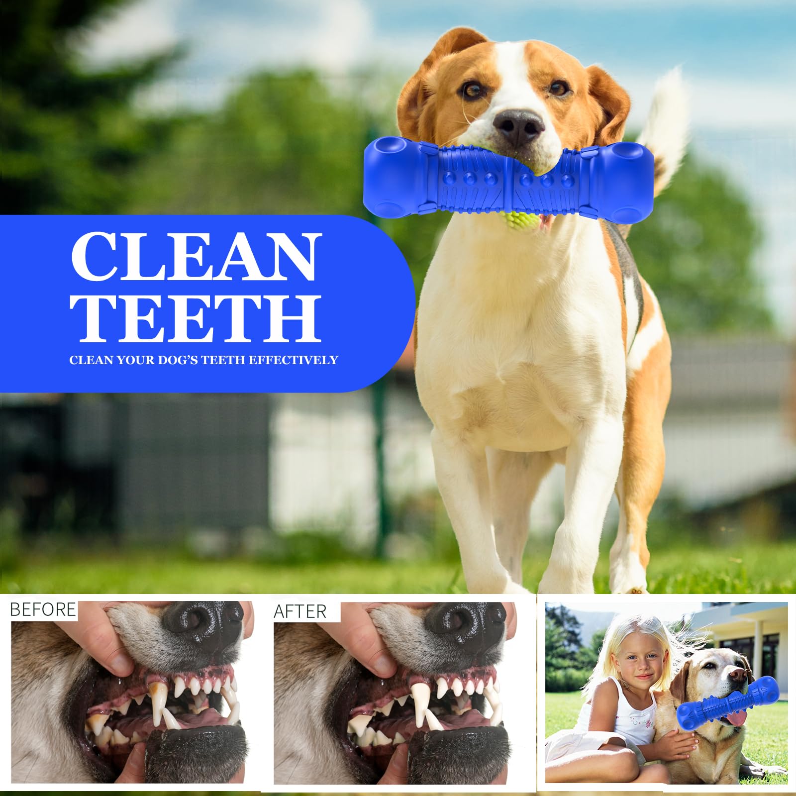 Zikaton Dog Squeaky Toys For Aggressive Chewers, Durable Dog Chew Toys For Large Medium Breed Dog, Dog Toys, Tough Durable Dogs Toys With Natural Rubber (Bule D, For Larege Dogs)