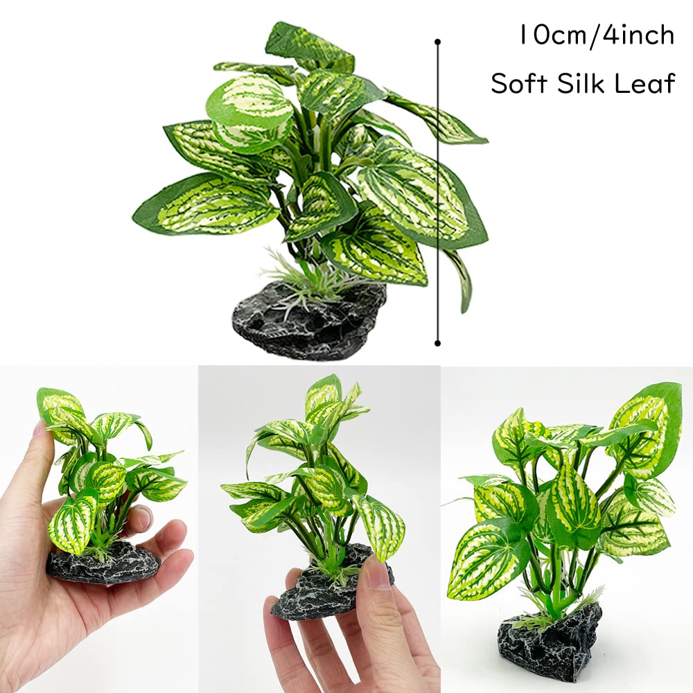 Smoothedo-Pets Aquarium Plants Betta Fish Tank Decorations 4Inch/Small Size Soft Silk Artificial Plant Goldfish Waterscape Fish Hides Snake Tank/Reptiles Plants