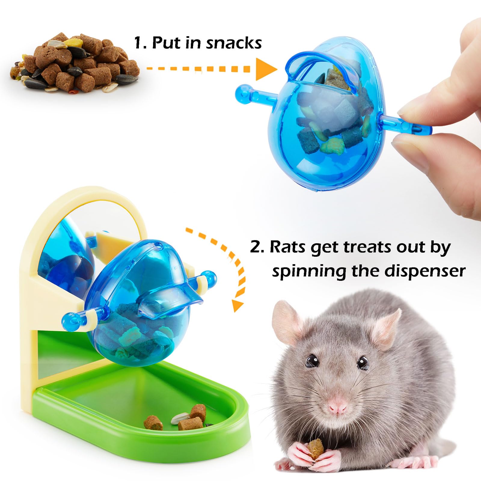 Rat Enrichment Toys - Interactive Foraging and Intelligence Growth Puzzle Games, Treat Dispensing Slow Feeder for Cage, Bird Toy