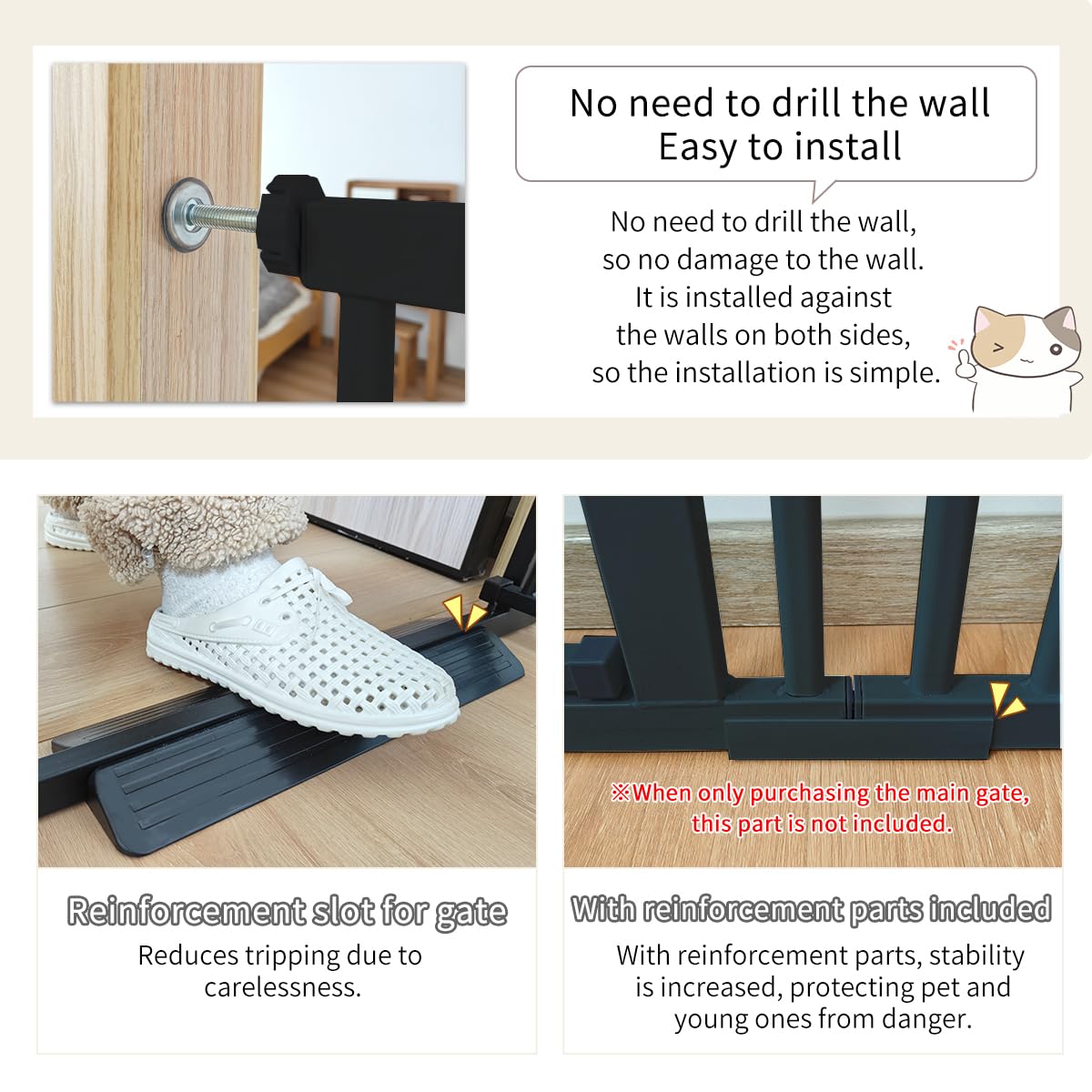 Lumizone Extra Tall Cat Gate 55.12 High Pressure Mounted Extra Wide 2025 New (17 Sizes) 1.37 Gap No Drilling Auto-Close One-Hand