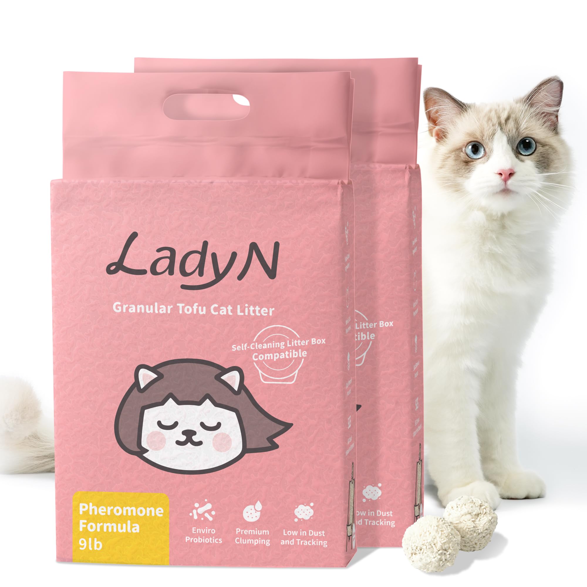 Lady N Cat Attract Tofu Litter - Natural Attractant Formula For Litter Box Training, Calming Pheromone For Multi-Cat Homes, Gran