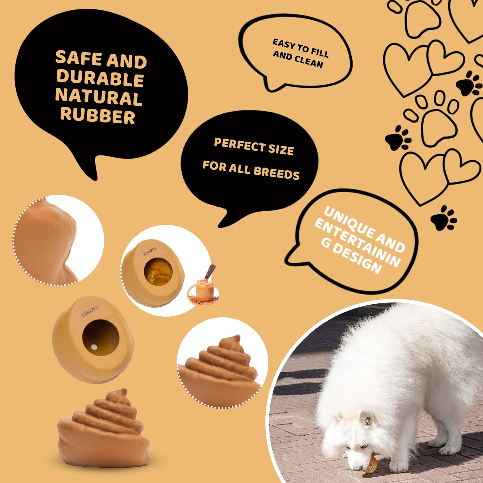 2-Pack Poop-Shaped Durable Dog Chew Toys For Small Medium Large Dogs, Funny Interactive Rubber Dog Toys For Aggressive Chewers T