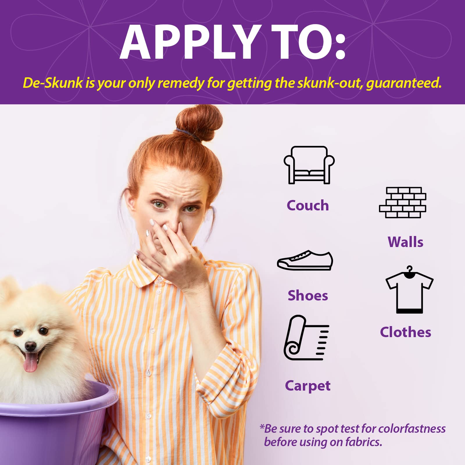 De-Skunk Odor Destroying Shampoo for Dogs, 32 oz. - Formulated with Powerful De-Greasers, Skunk Odor Remover for Pets, Carpet, F