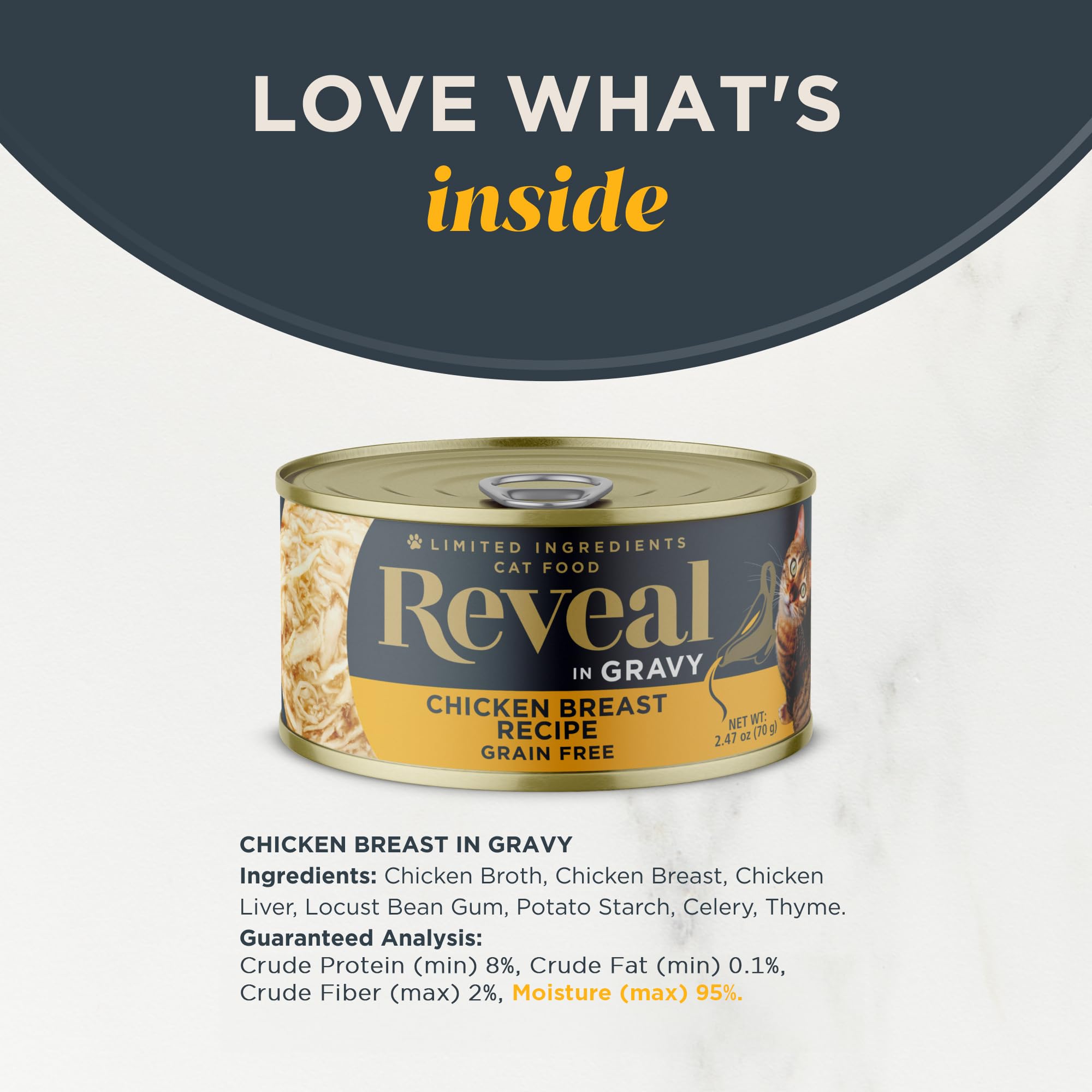 Reveal Natural Wet Cat Food, Grain Free, Chicken Breast in Gravy, 24 Count, 2.47 oz Cans