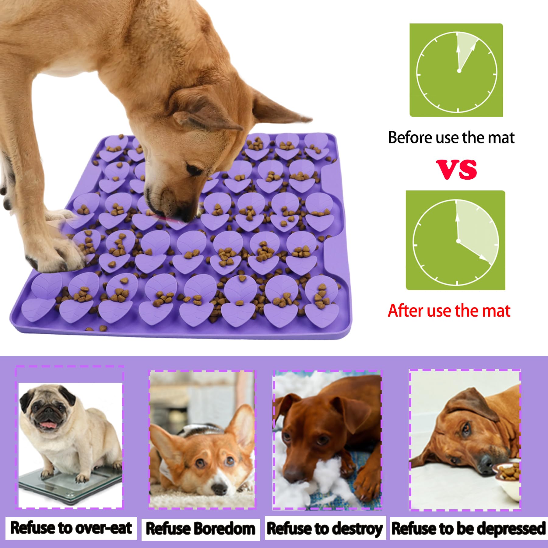Femont Snuffle Mat for Large Dogs,Silicone Slow Feeder Lick Mat for Slow Down Feeding,Encourages Natural Foraging Skill,Relievin