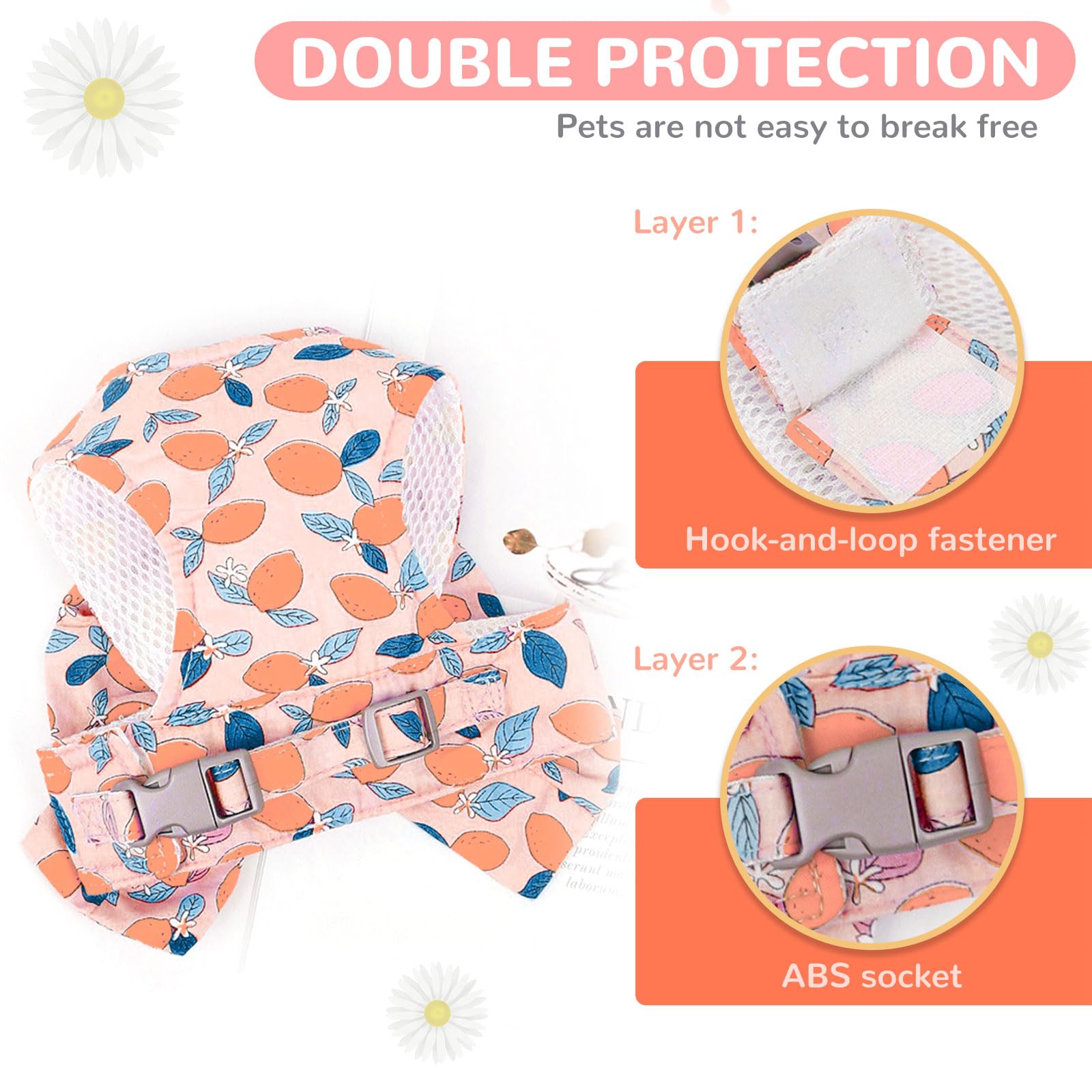 Baejmjk Dog Harness And Leash Set With Bow Knot No Pull Pet Floral Harness With D-Ring Soft Mesh Dog Harness Vest Set Escape Pro