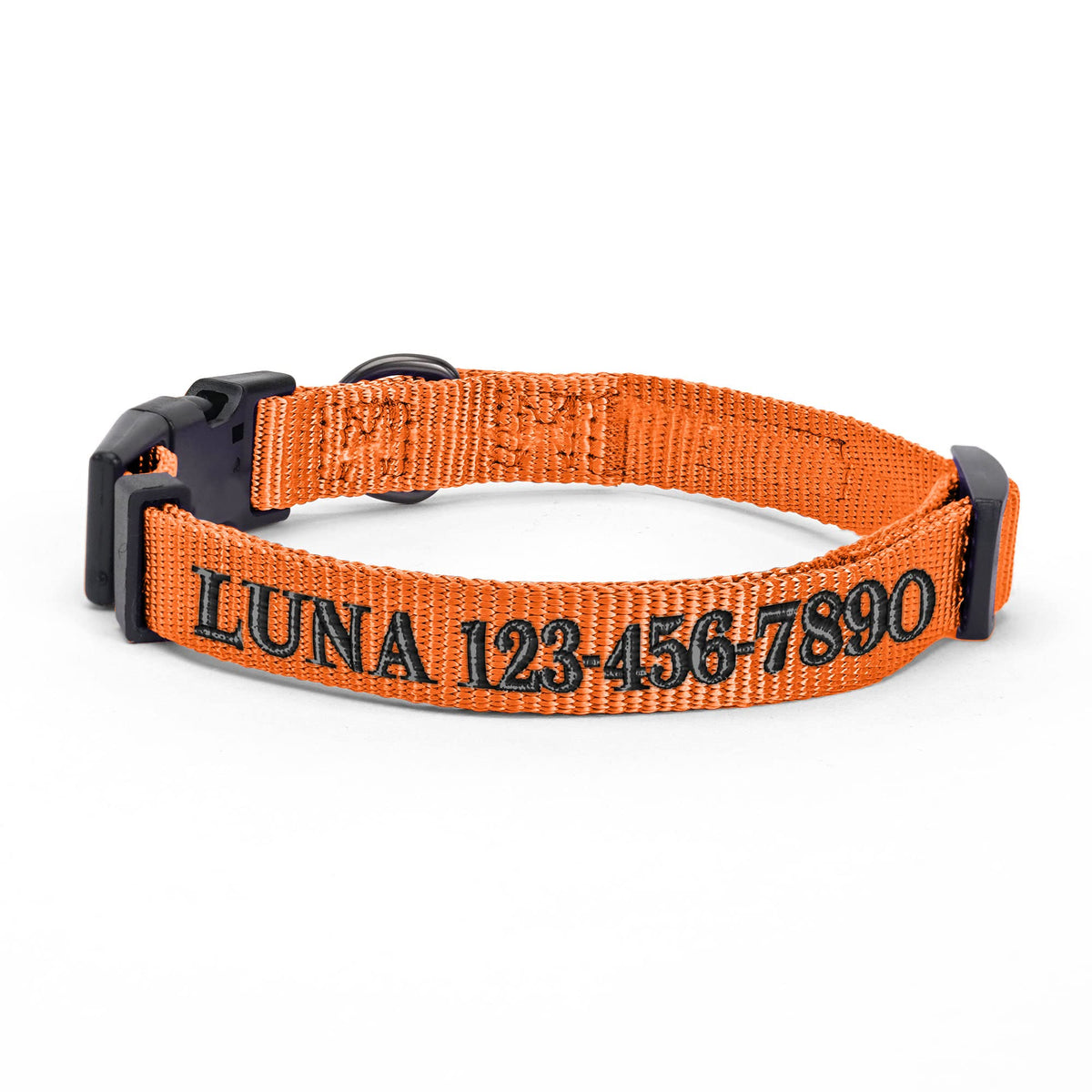 Pawtitas Personalized Customizable Dog Collar Puppy Collar Embroidered Customize W Pet Name & Phone Number Collars L Size Large Orange Custom Engraved Names