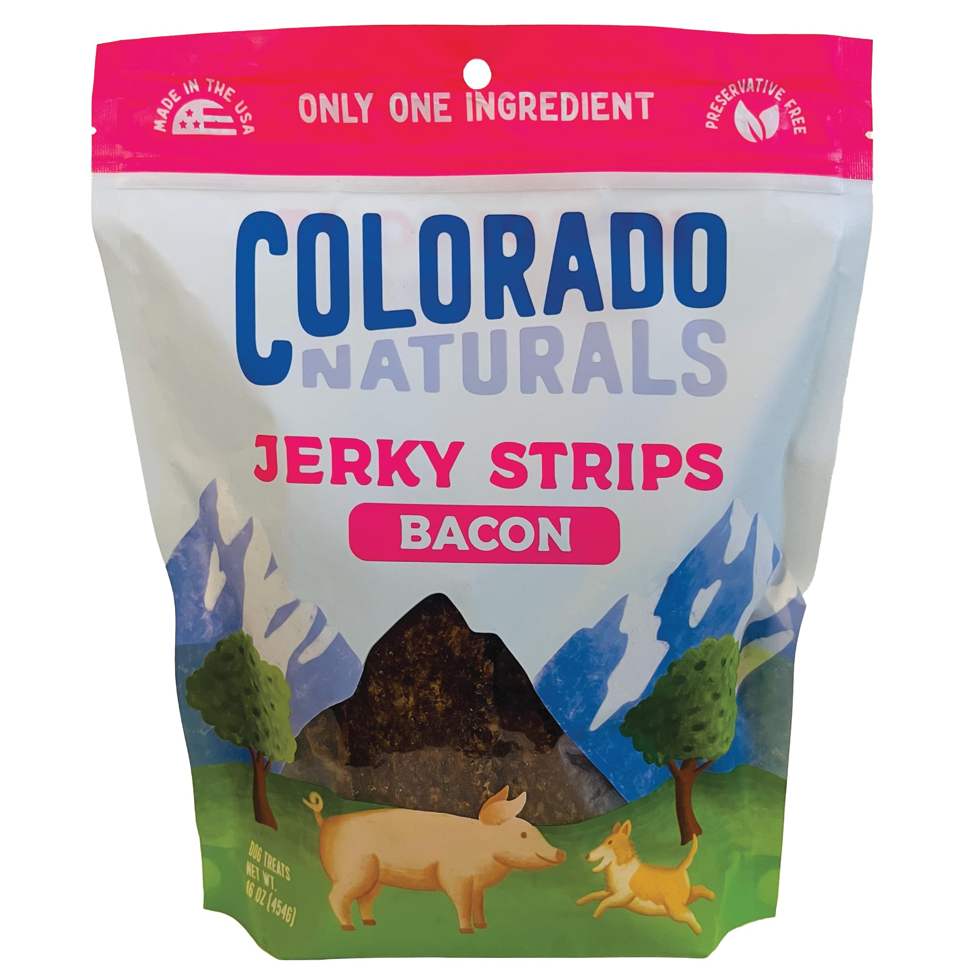 Colorado Naturals Bacon Jerky Strips Dog Treats, 16 oz - All-Natural, Made in USA, No Fillers or Preservatives - Great Source of