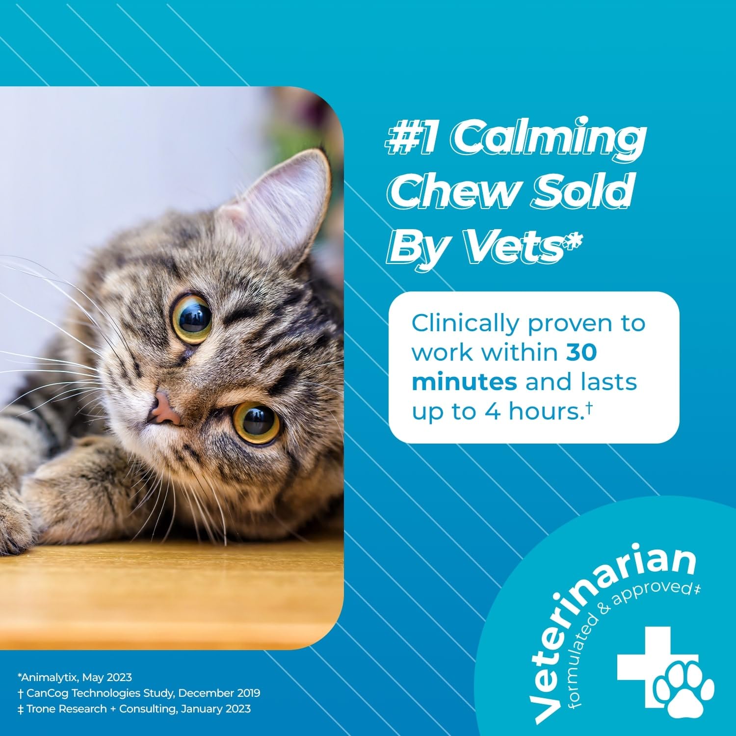 VetriScience Calm & Confident Chews, Composure Calming and Anxiety Supplement for Cats, Reduce Stress and Fear, Ideal for Travel