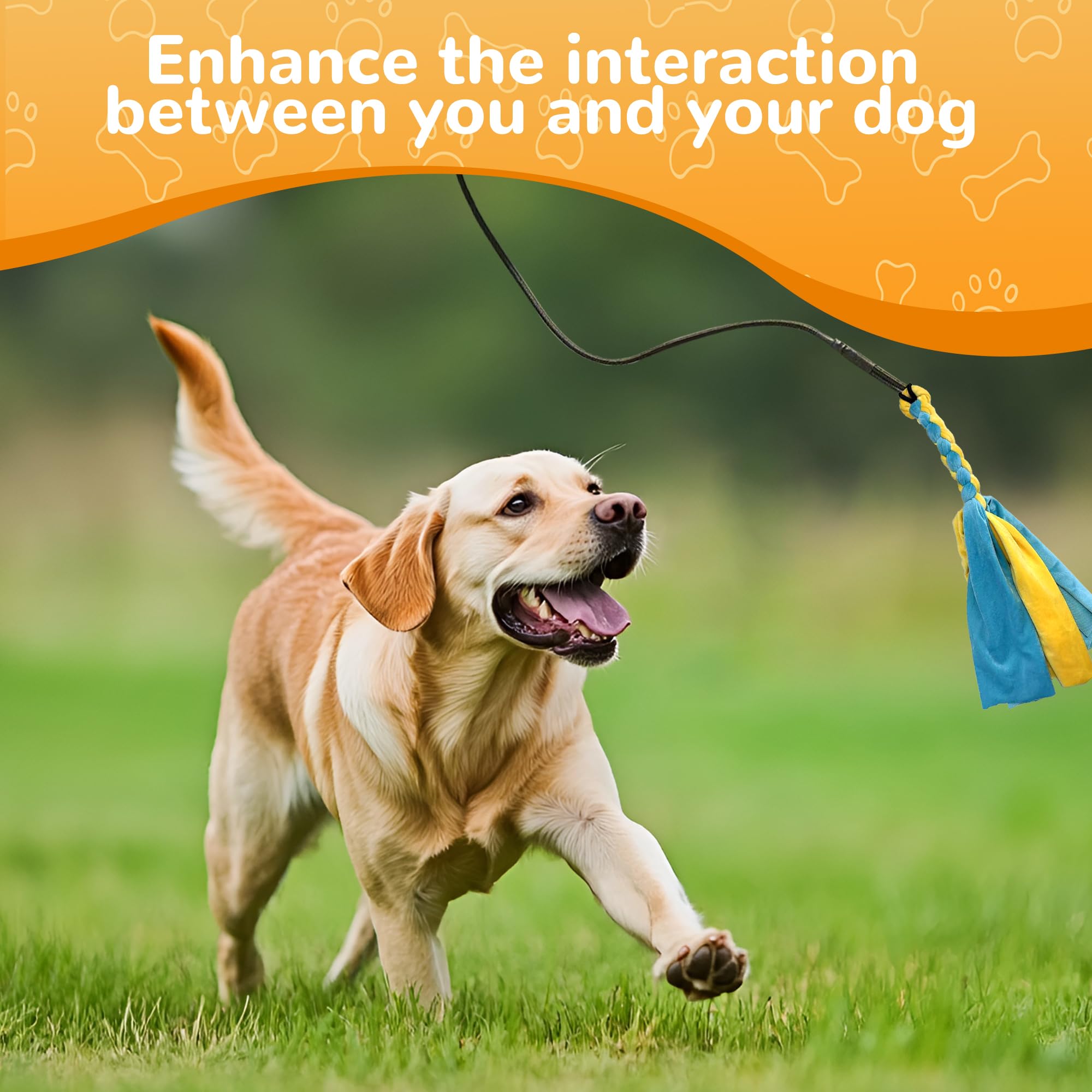 Gretmix Flirt Pole For Dogs, Interactive Dog Toys Extendable Teaser Wand With Lure Chewing Toy, Chase And Tug Of War For Small M
