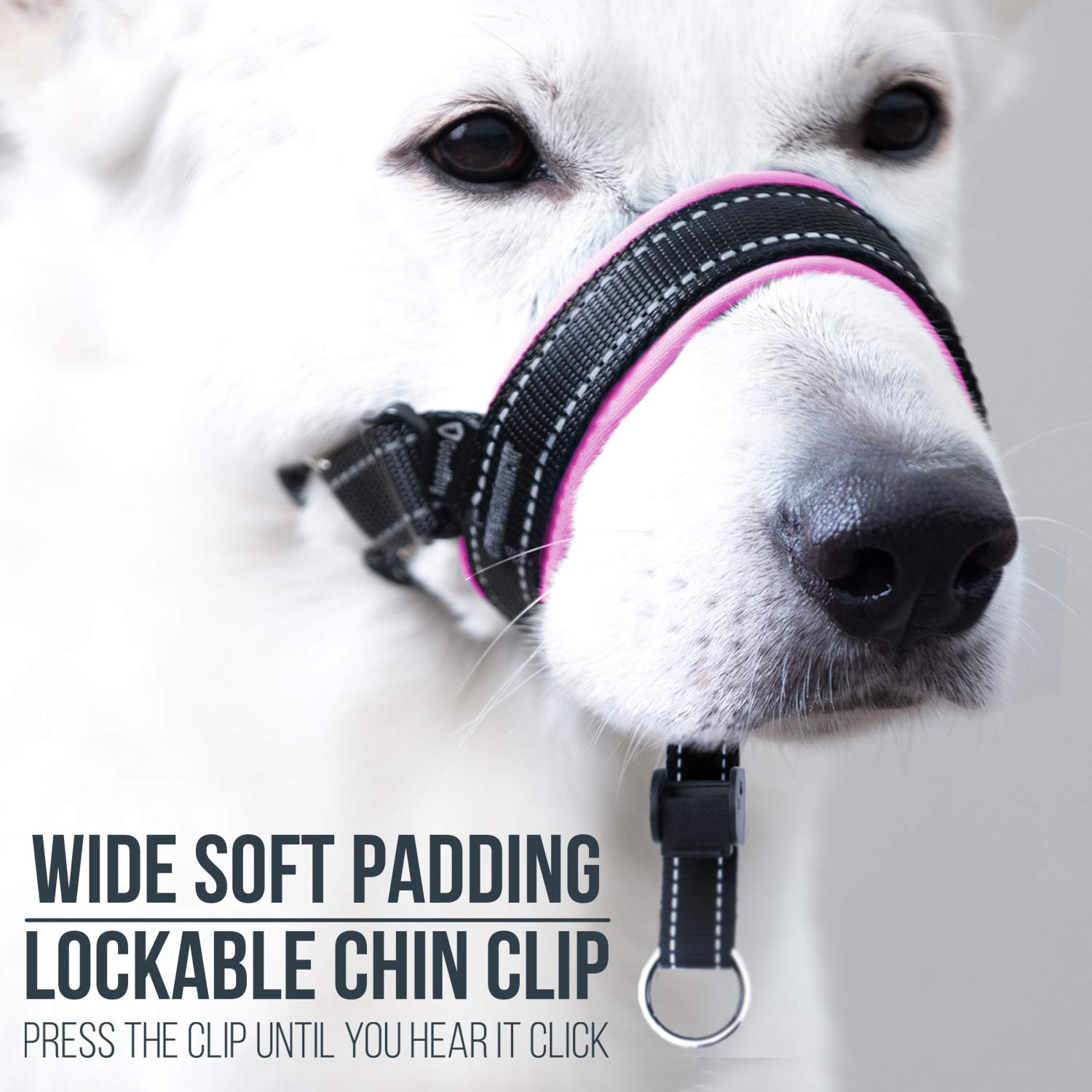 Goodboy Dog Head Halter With Safety Strap - Stops Heavy Pulling On The Leash - Padded Headcollar For Small Medium And Large Dog Sizes - Head Collar Training Guide Included (Size 4, Pink)
