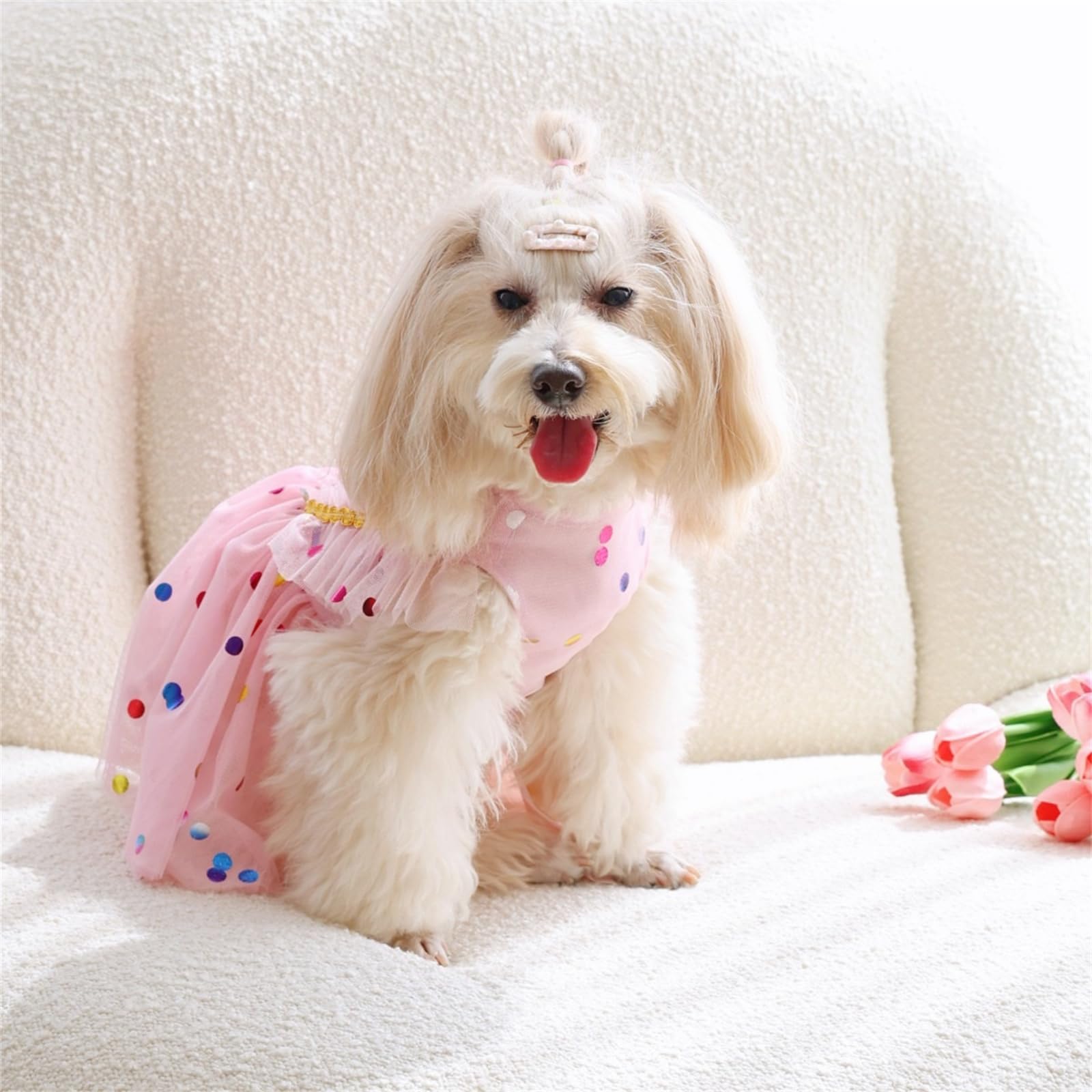 Yaopelky Small Dog Birthday Dress Sparkly Sequin Dog Cat Dress Puppy Tulle Dress Doggie Tutu Skirt Cat Outfit Pet Costume For Yo
