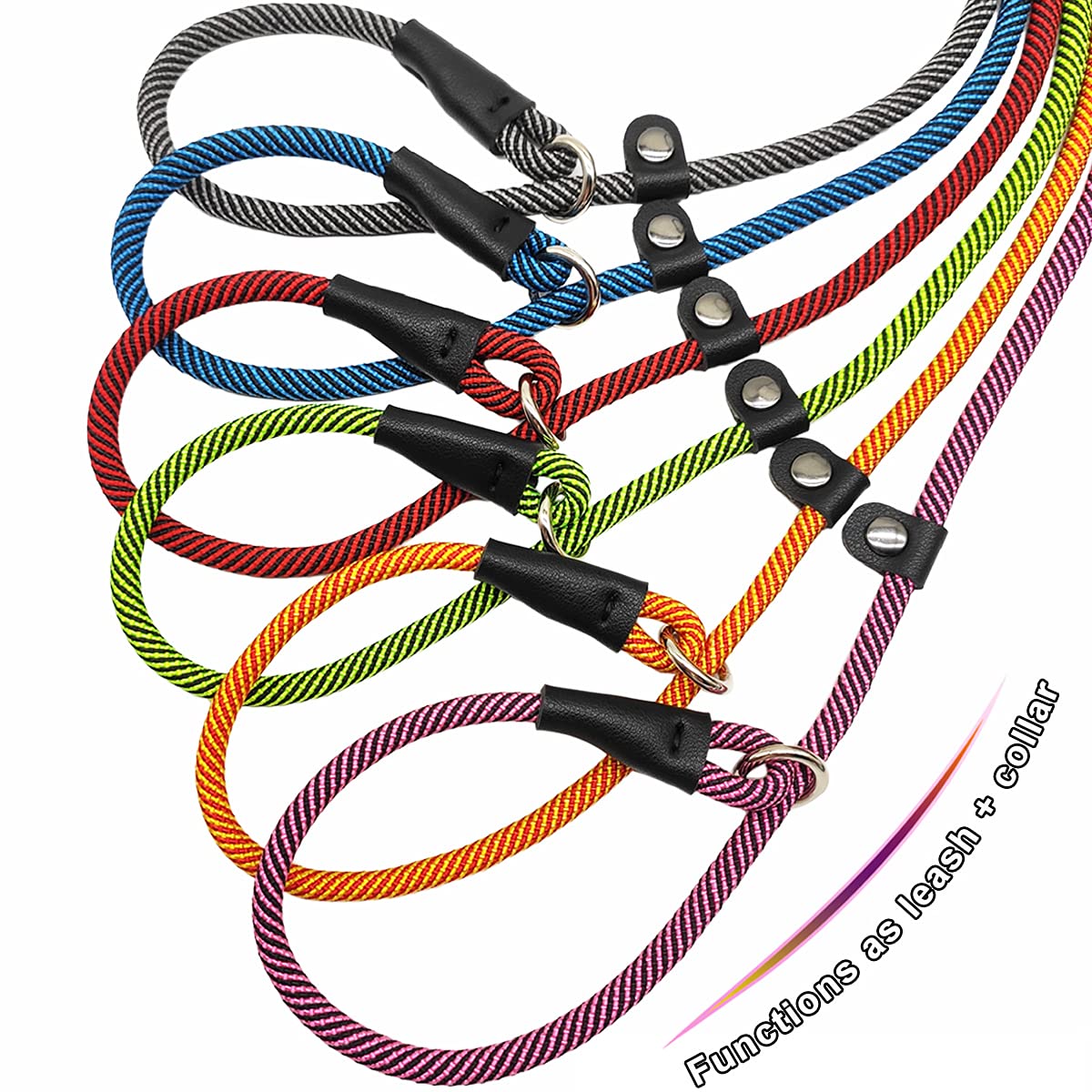 Sepxufore 8Ft Slip Lead Dog Leash, 1/3    Strong Rope Dog Leash, Adjustable No- Pull Small Dog Leash For Puppy, Small And Medium