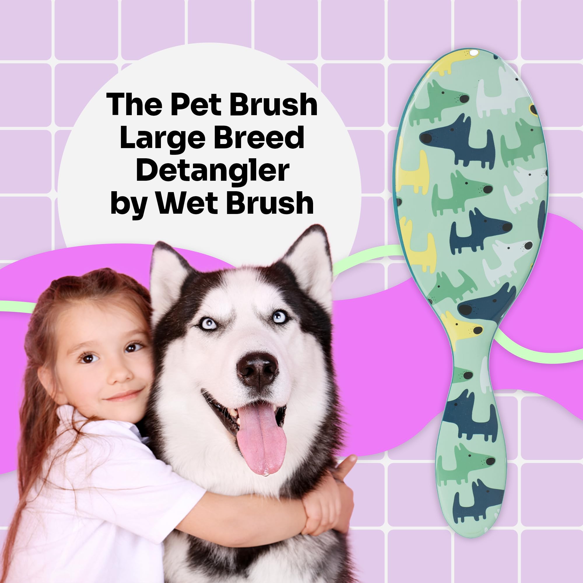 Wet Brush Pet Hair Brush, Large Dog Breed Detangler - Dog Camo, Multi - De-Shedding Comb And Dematting Tool For Grooming Long Or