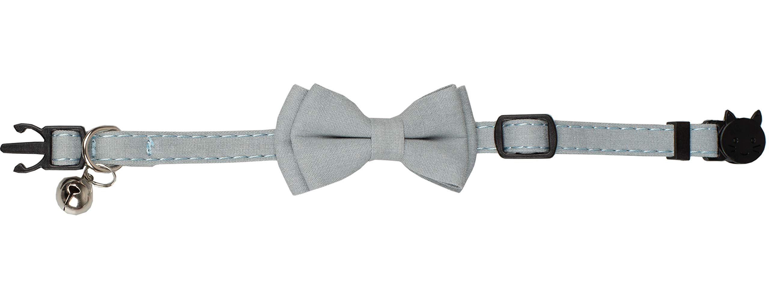 Gyapet Cat Collar Breakaway Bowtie Safety With Bell Adjustbale Kitten Puppy Solid Plaid Color Set A-[2Pcs] Pink & Blue