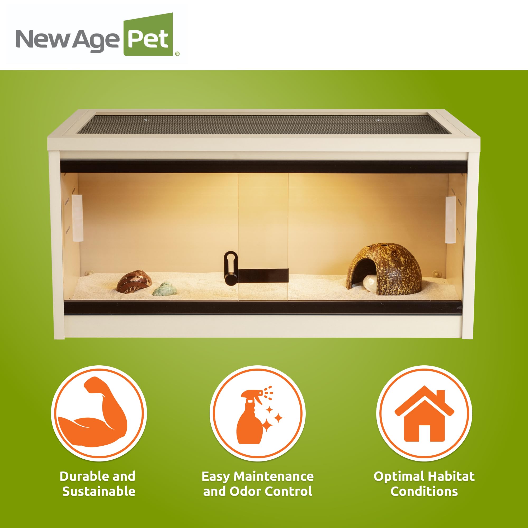 New Age Pet Ecoflex 24-Inch Mojave Reptile Lounge In Maple - Durable Wood Plastic Composite Habitat With Ventilated Side Panels,