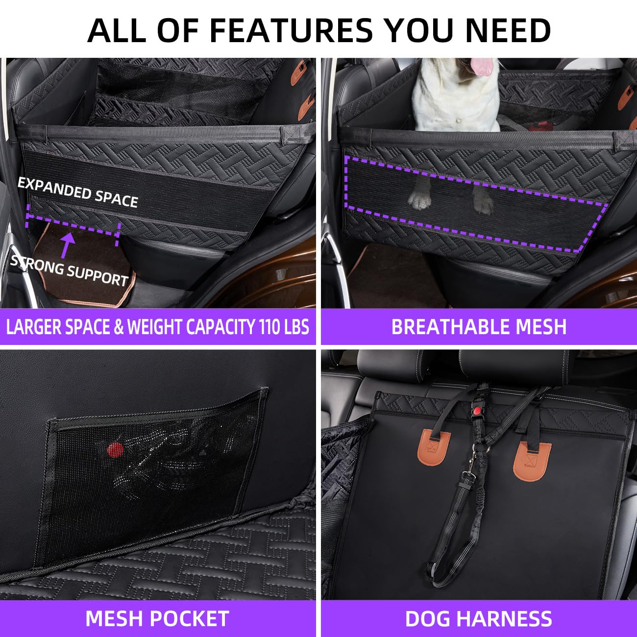 TKYZ Large Dog Car Seat,PU Leather Back Seat Extender for Dogs,Waterproof Dog Seat Cover for Backseat, Pet Bed for Car Hammock