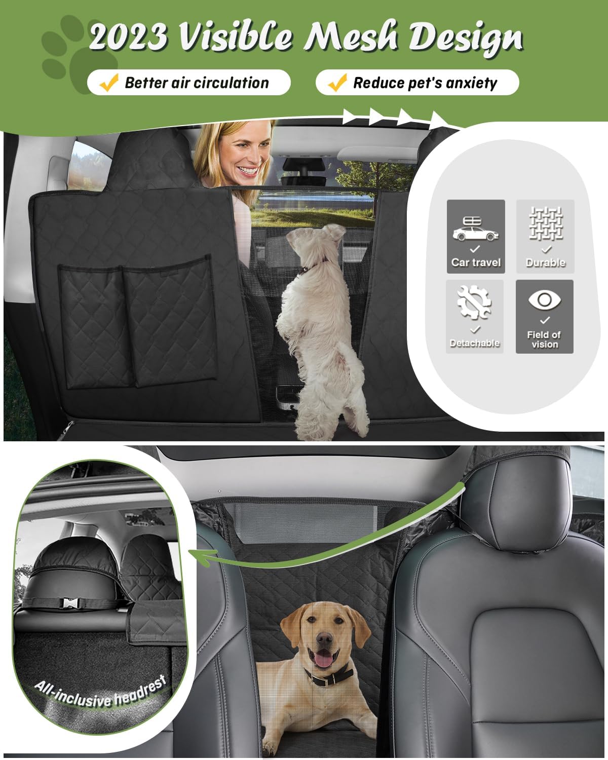 Shademax Dog Seat Covers For Back Seat, For Tesla Model Y /3 Seat Covers For Pet Backseat Cover For Dogs, Waterproof Dog Hammock
