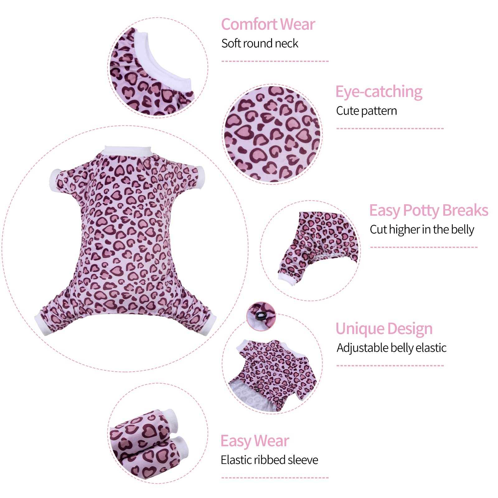 Cutebone Leopard Print Dog Pajamas Soft Puppy Pjs For Small Dogs P226M