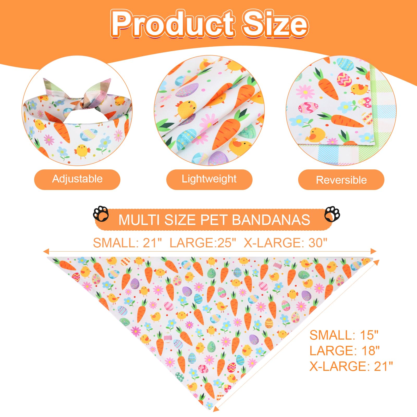 Ququle Easter Dog Bandana Small 2Pcs, Colorful Scarf For Boy And Girl, Durable Triangle Reversible Bibs Handkerchief For Puppy P