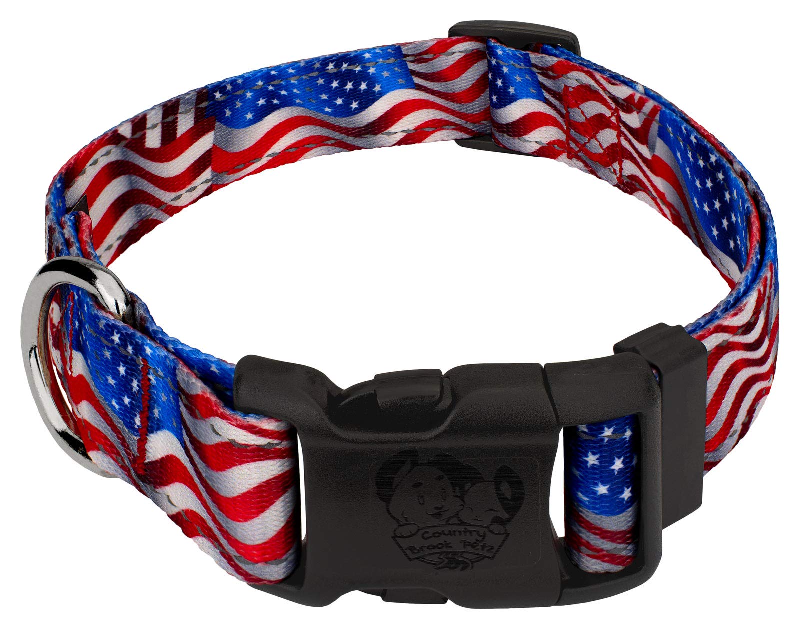 Country Brook Petz - Deluxe Flying Free Reflective Dog Collar Collection Featured Night Safe Designs (1 Inch, Medium)