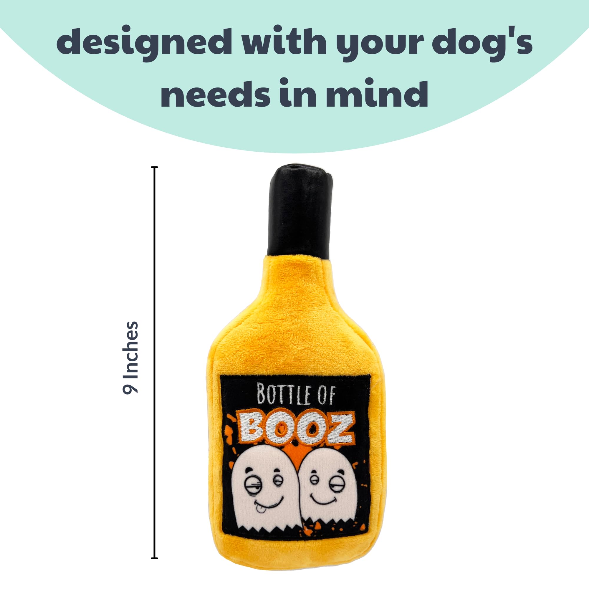 Huxley & Kent For Dogs | Bottle Of Booz | Halloween Funny Dog Toy | Power Plush Dog Toy With Squeaker | Dog Gift | Fun, Durable, And Safe | H&K Squeaky Dog Toy