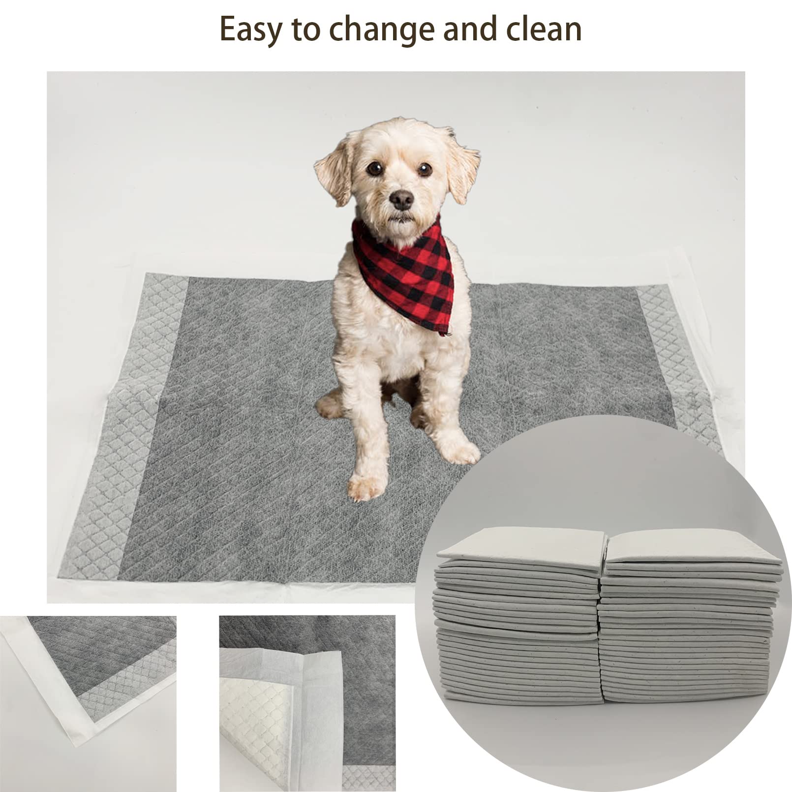 Muyg 100 Pcs Rabbit Pee Pads,Puppy Potty Training Pad Small Animals Super Absorbent Disposable Cage Liners Bamboo Charcoal Quick