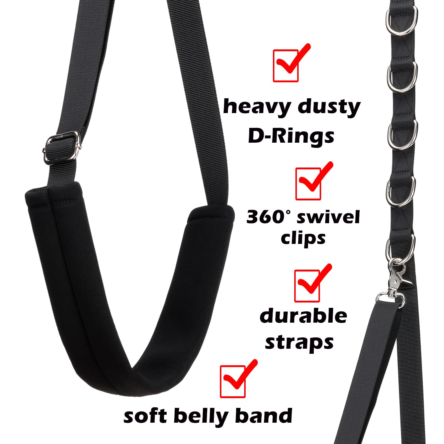 Dog Grooming Loops Supplies Pet Dog Grooming Belly Straps Belly Band Black Solf Comfrotable & Adjustable Grooming Tools for Groo