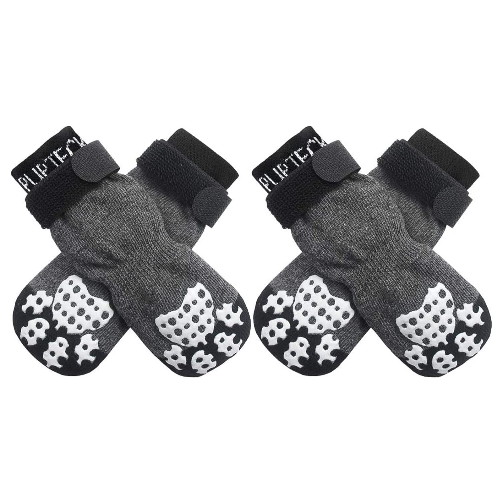 Pupteck Anti-Slip Dog Socks With Double Sides Grips For Small Medium Large Dogs Hardwood Floors Prevents Licking, Dog Shoes For Hot Pavement Traction Control Paw Protector For Senior Dogs, Grey Xl