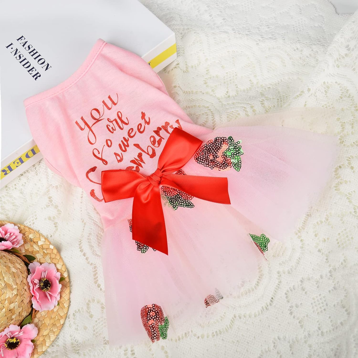 Dog Dress For Small Dogs, Puppy Costume Clothes Girls Pet Clothing Outfit Summer Spring Dresses Chihuahua Yorkie Cat Apparel(X-L