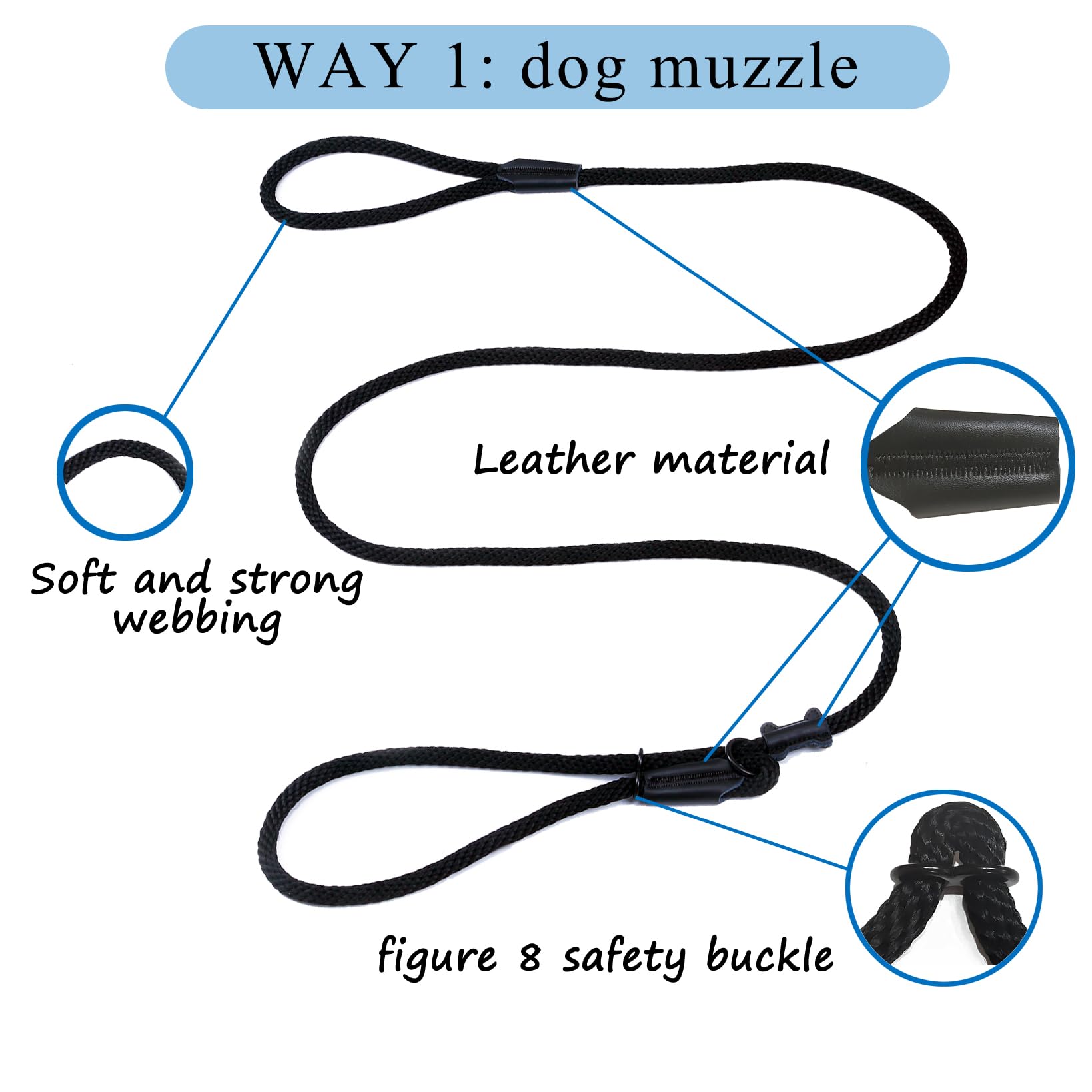 Multifunctional Figure 8 Padded Head Halter Walking Training Leather Stopper Slip Lead Dog Rope Leash (Purple)
